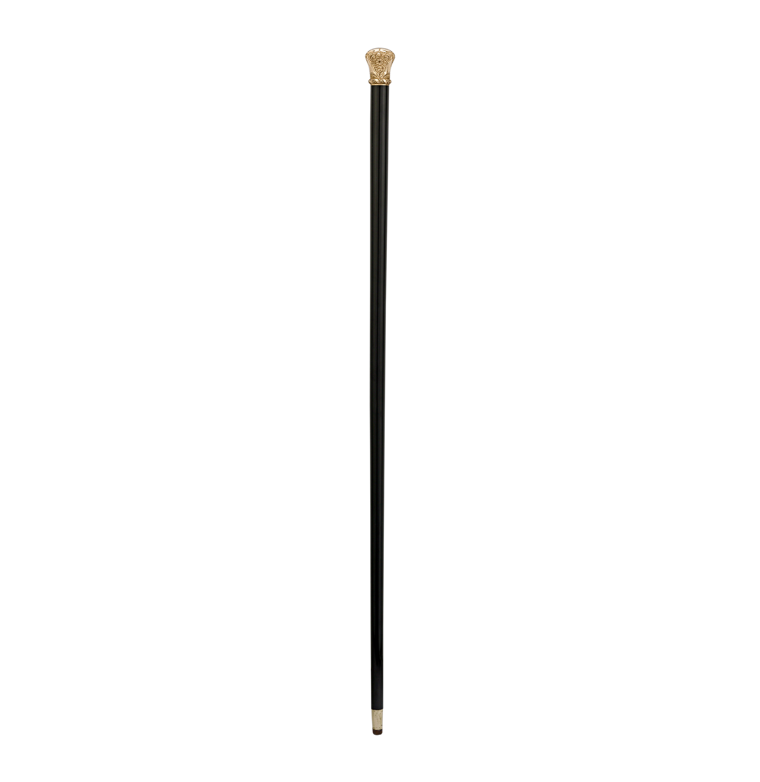 Ebonized Wood Gold-Knob Presentation Cane