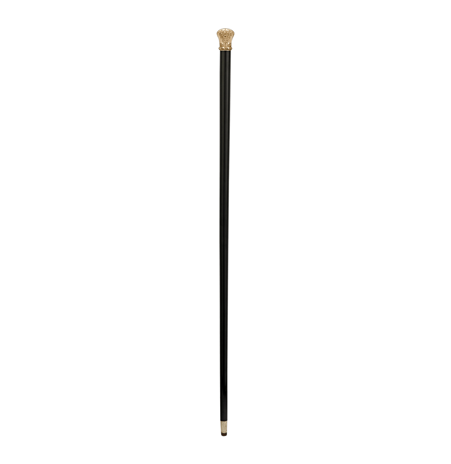 Ebonized Wood Gold-Knob Presentation Cane