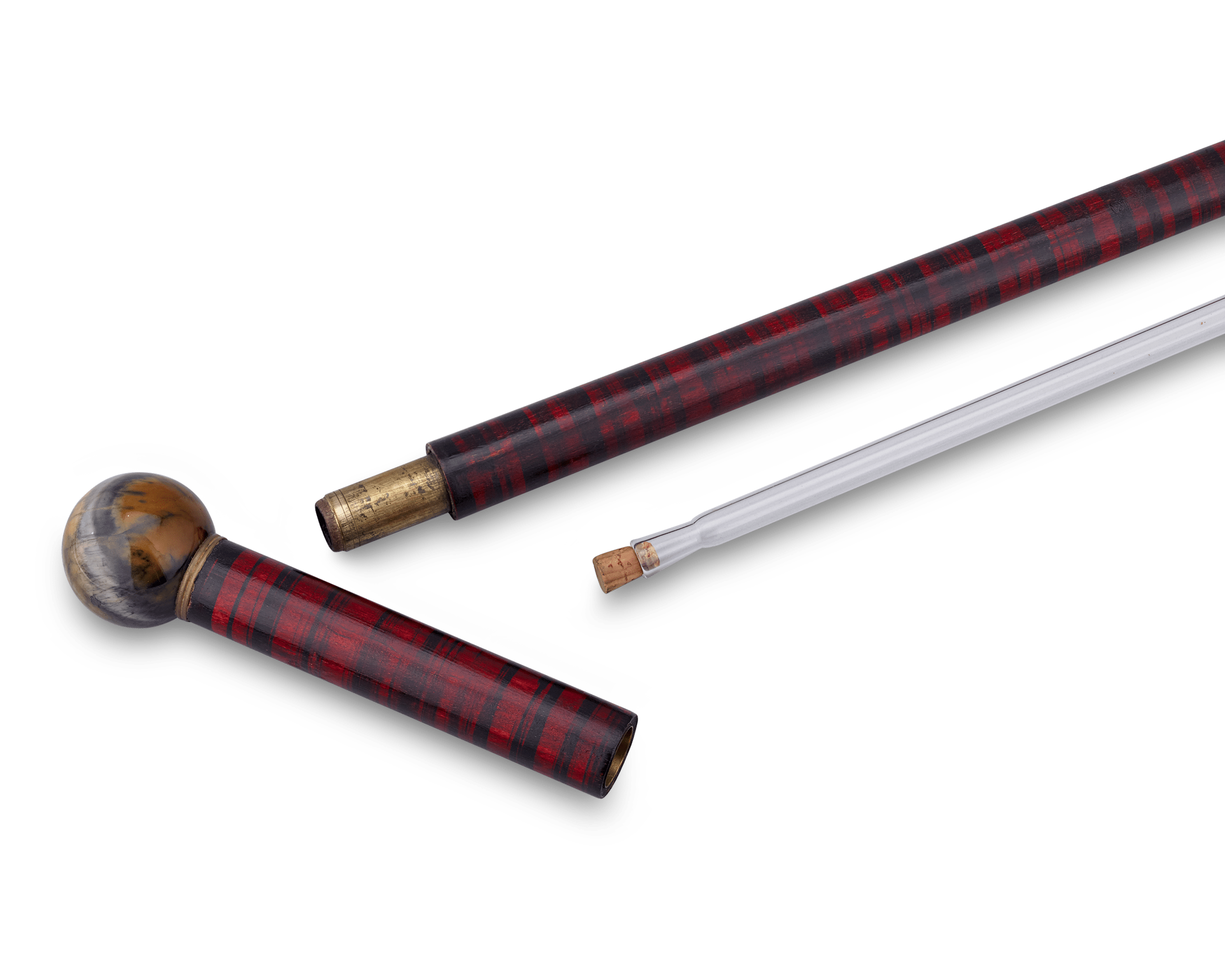 Ebonized Wood and Hardstone Toulouse-Lautrec Gadget Cane