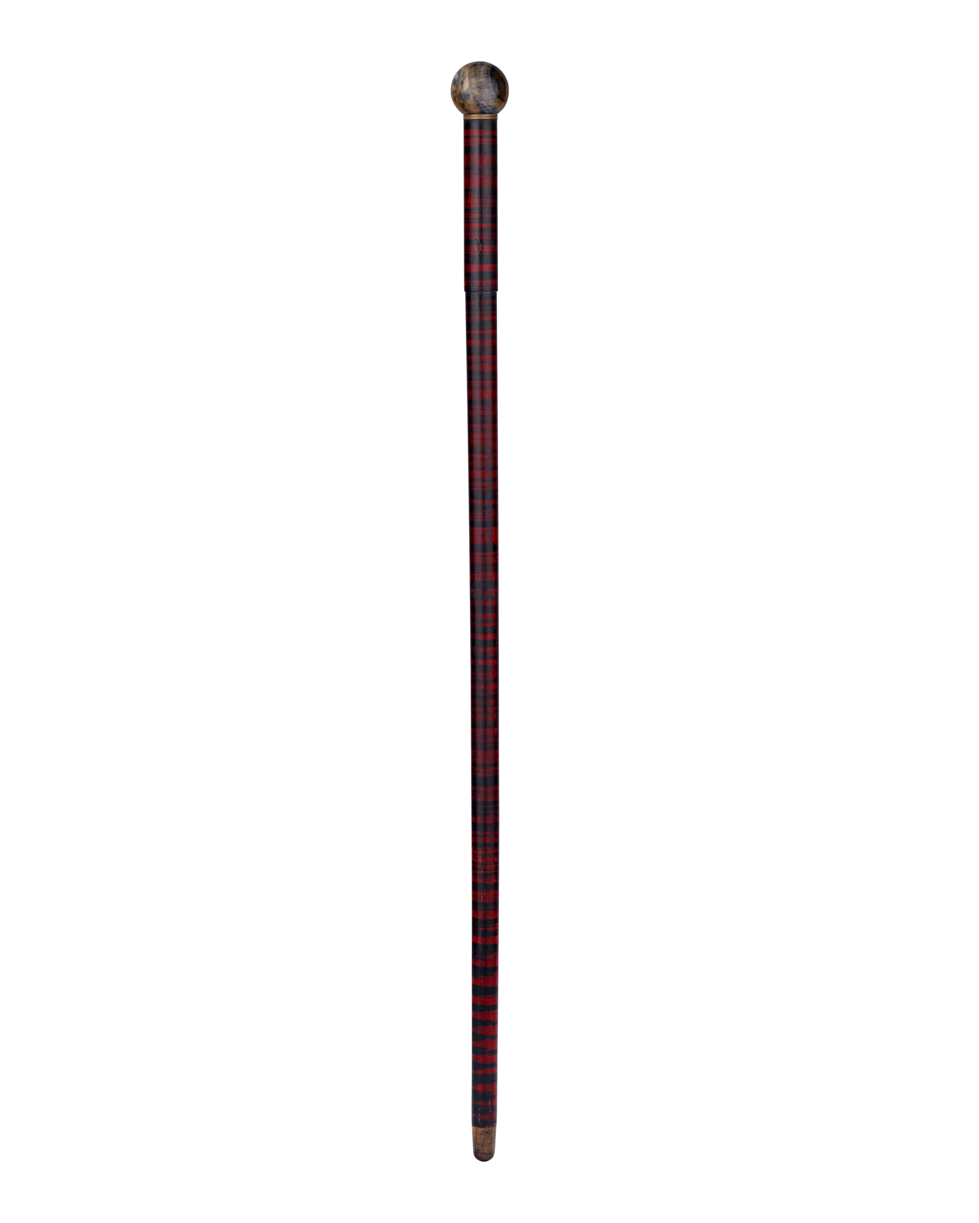 Ebonized Wood and Hardstone Toulouse-Lautrec Gadget Cane