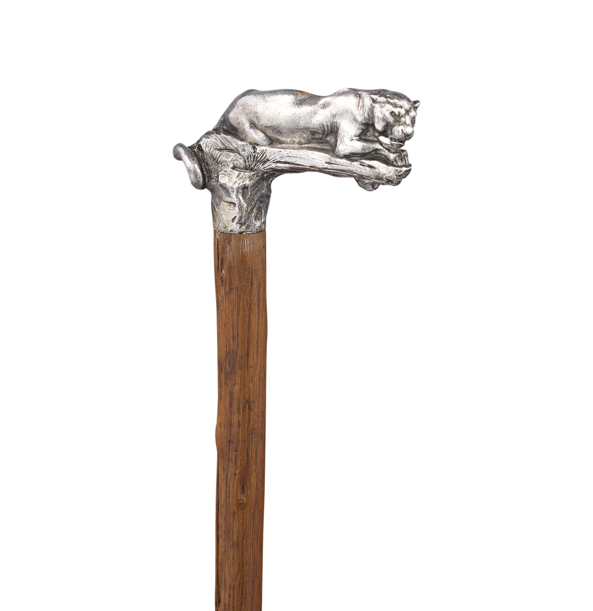 Silver Jaguar Handle Walnut Cane