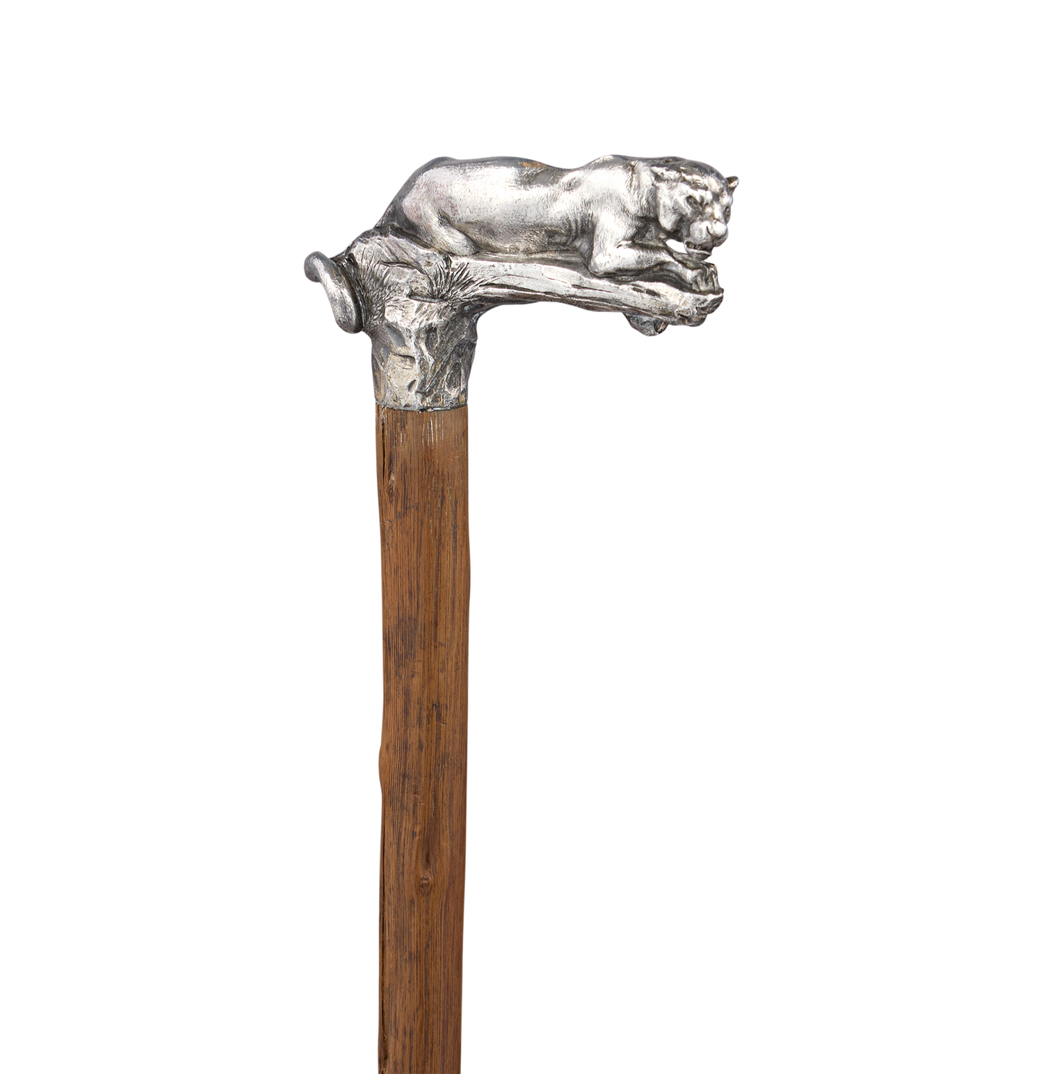 Silver Jaguar Handle Walnut Cane