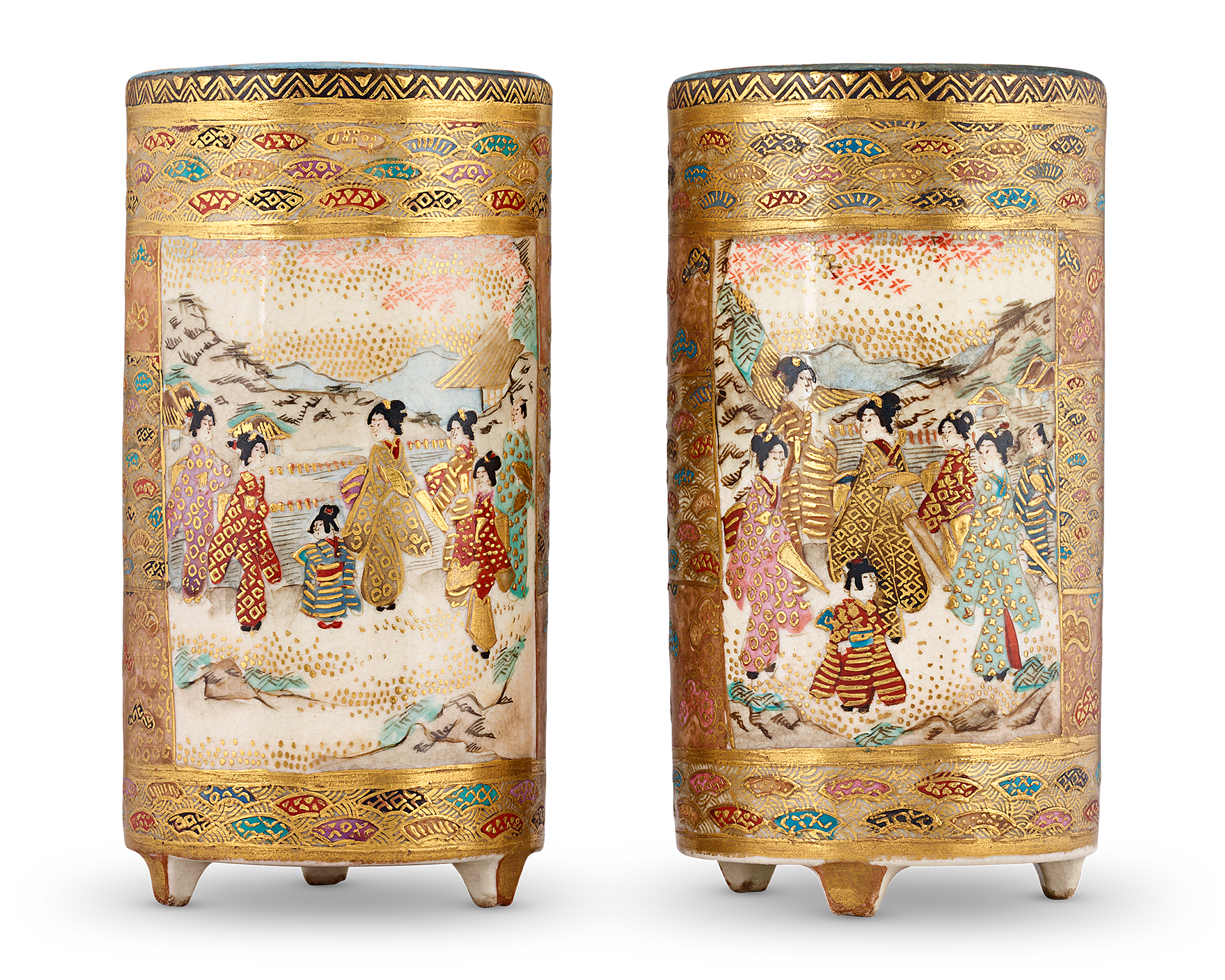 Pair of Satsuma Sake Cups