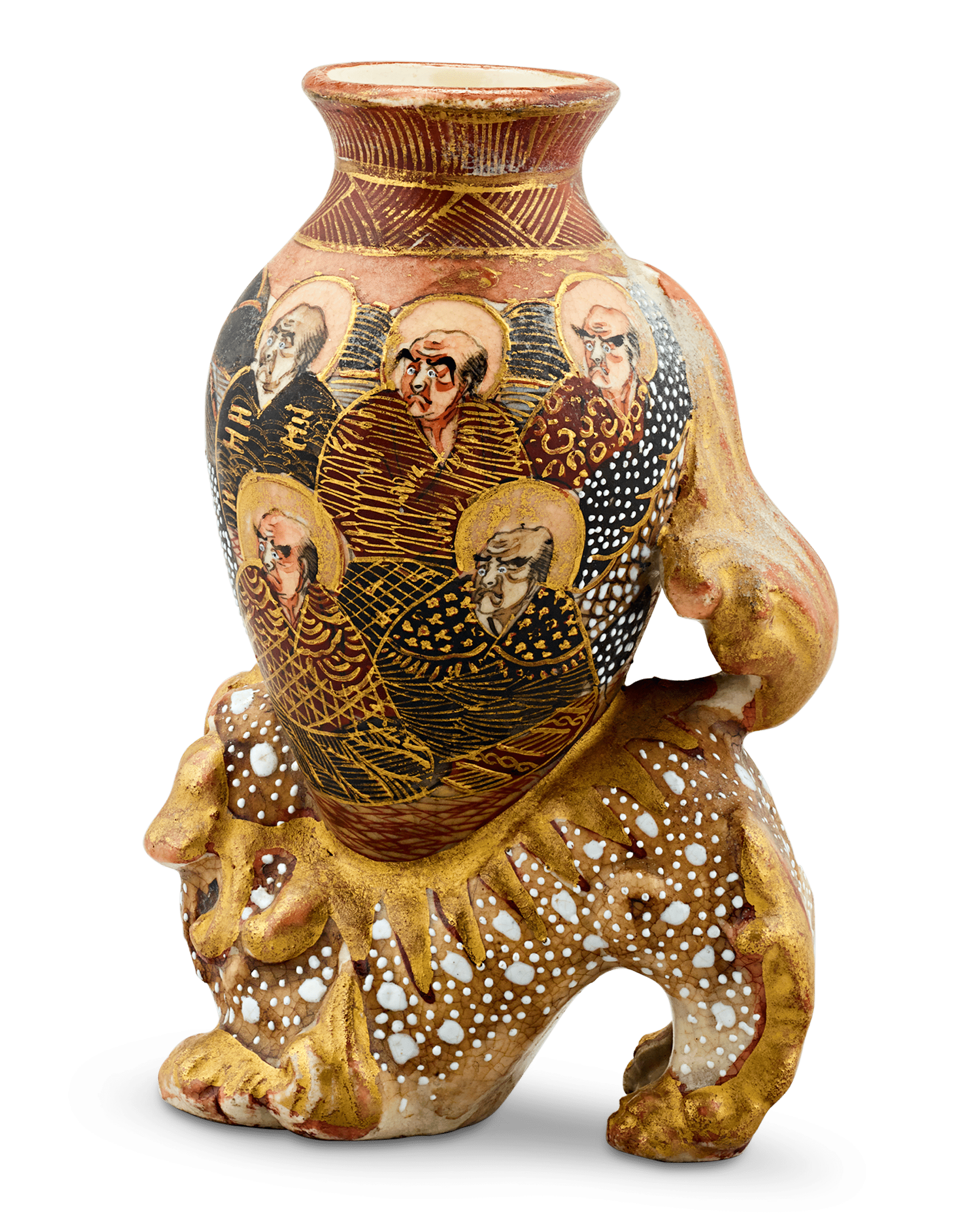 Foo Dog Carrying Decorative Vessel