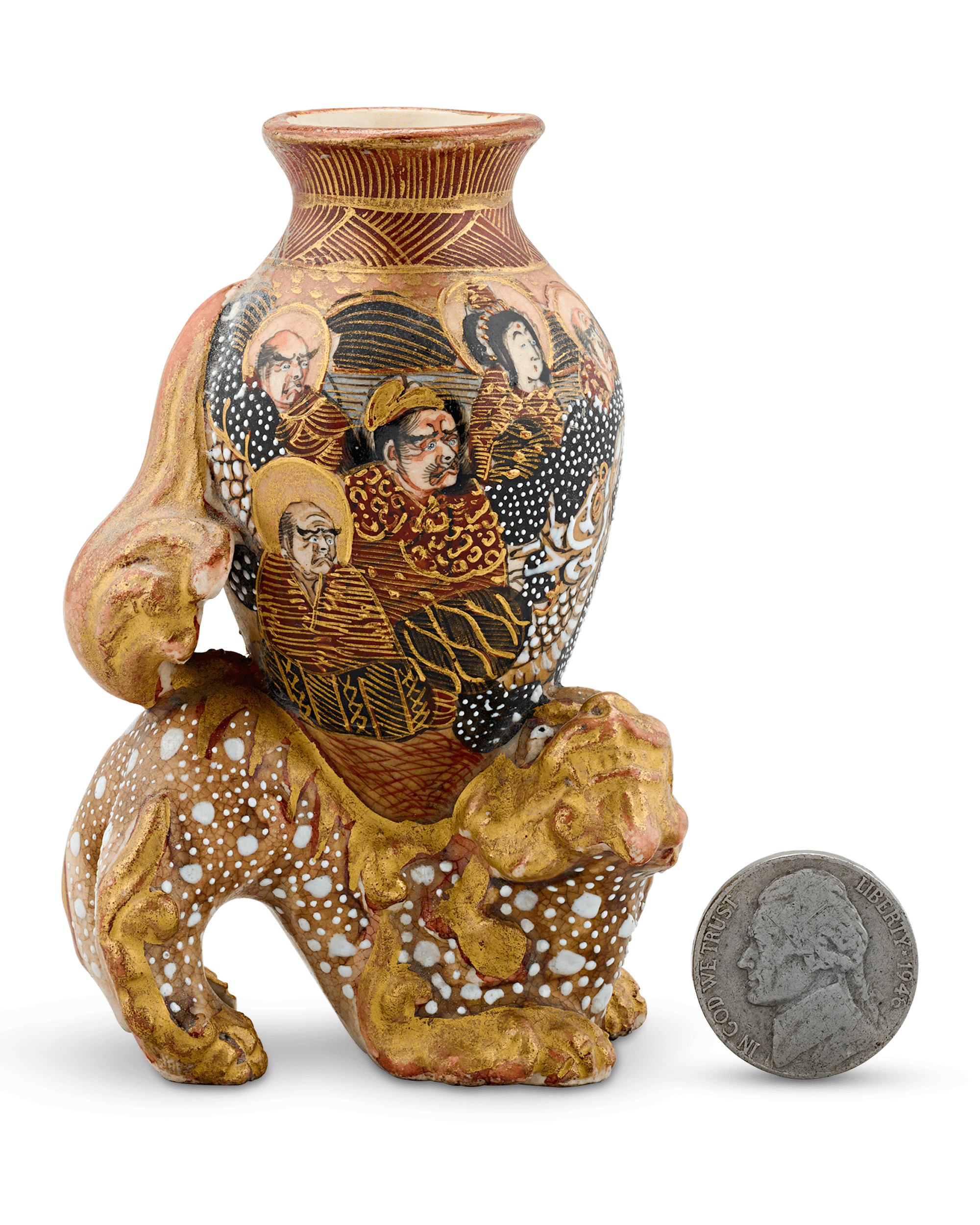 Foo Dog Carrying Decorative Vessel