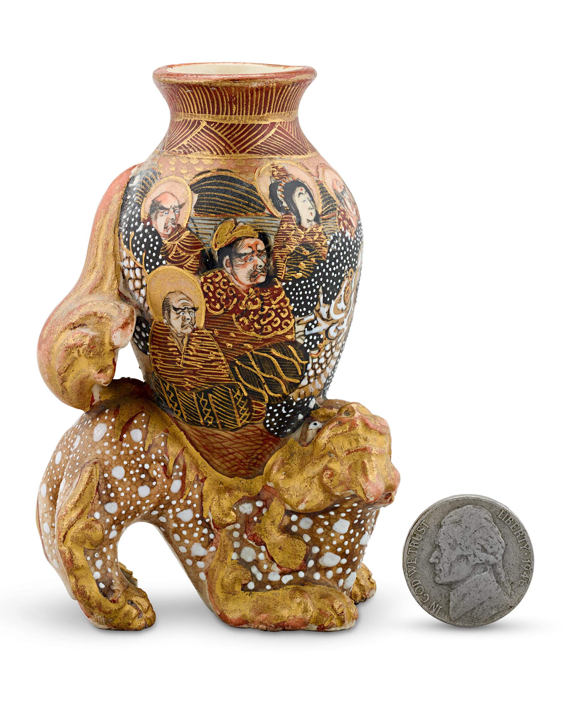 Foo Dog Carrying Decorative Vessel