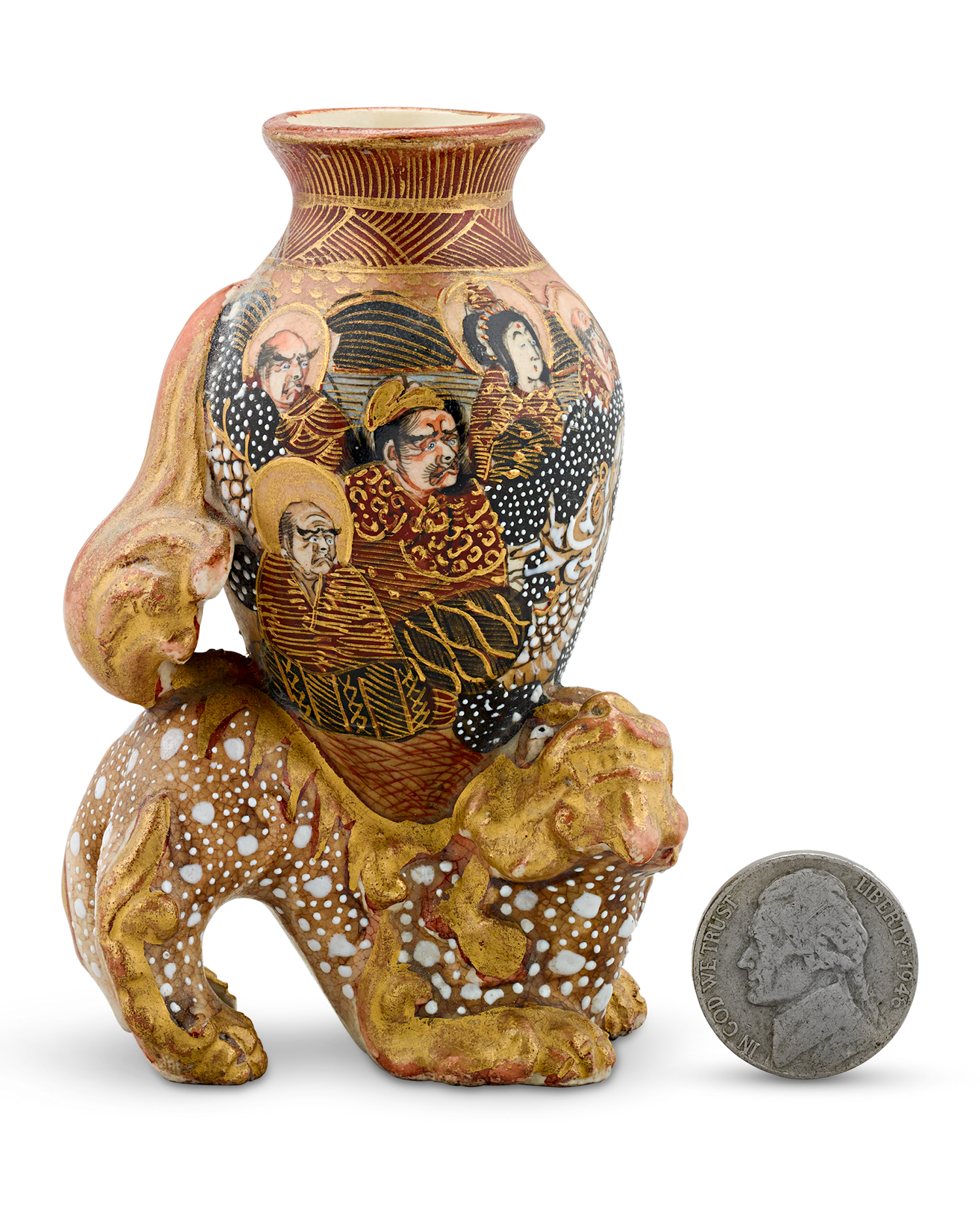 Foo Dog Carrying Decorative Vessel