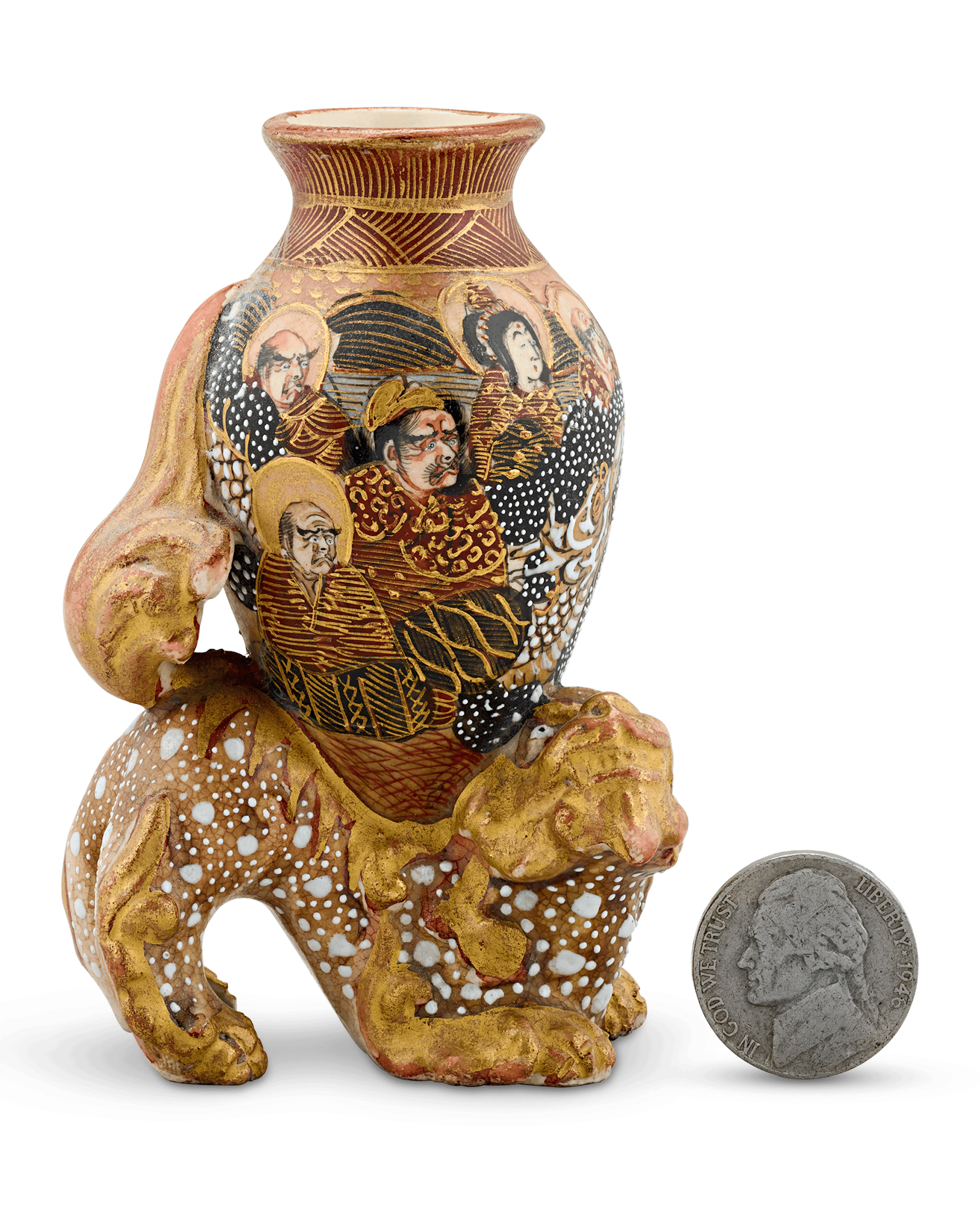 Foo Dog Carrying Decorative Vessel
