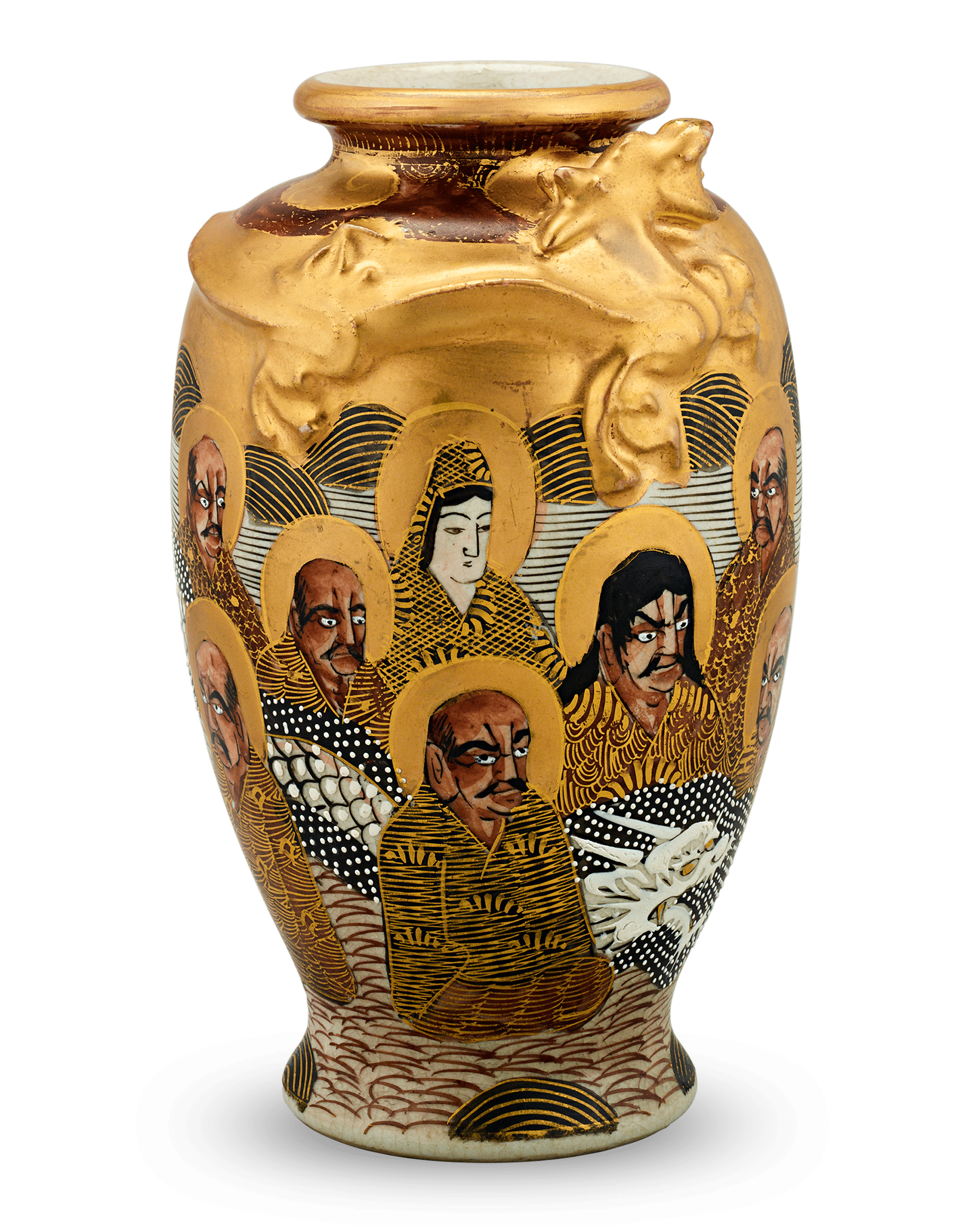 Satsuma Vase with Buddhist Monks and Dragons