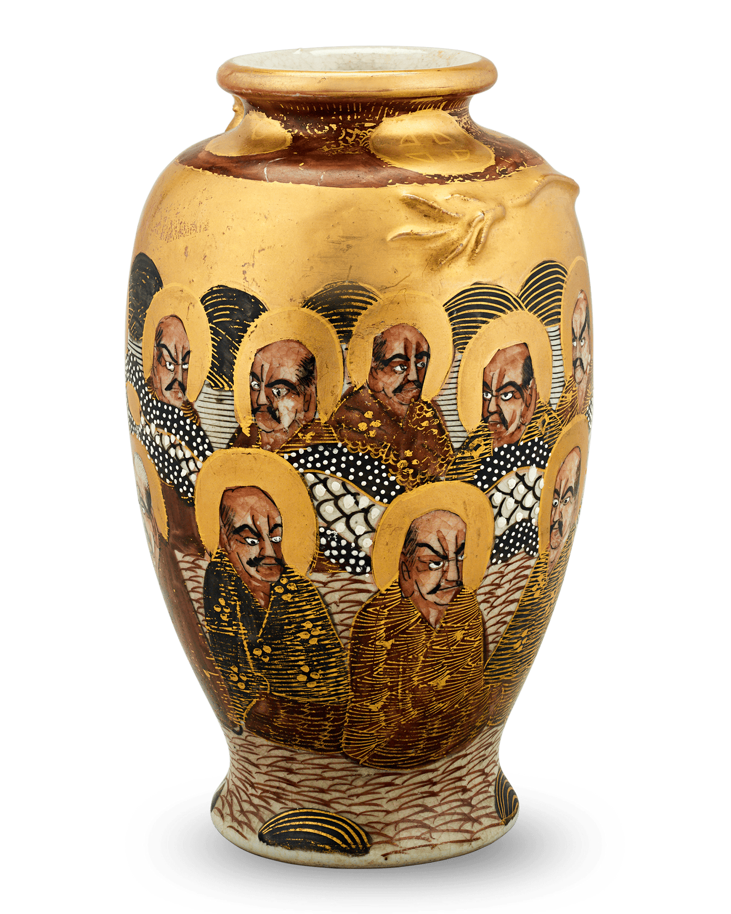 Satsuma Vase with Buddhist Monks and Dragons