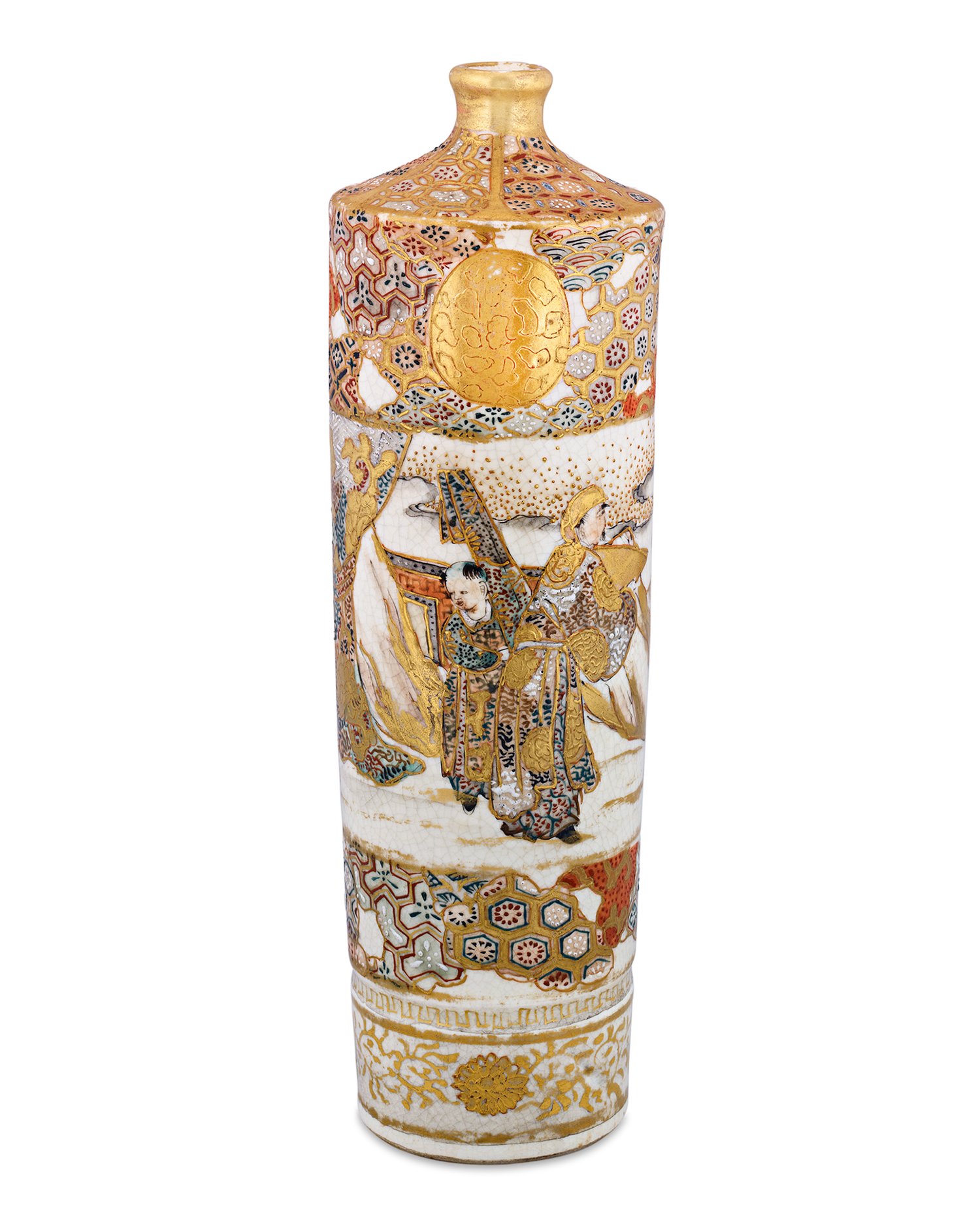 Tall, Cylindrical Satsuma Vase