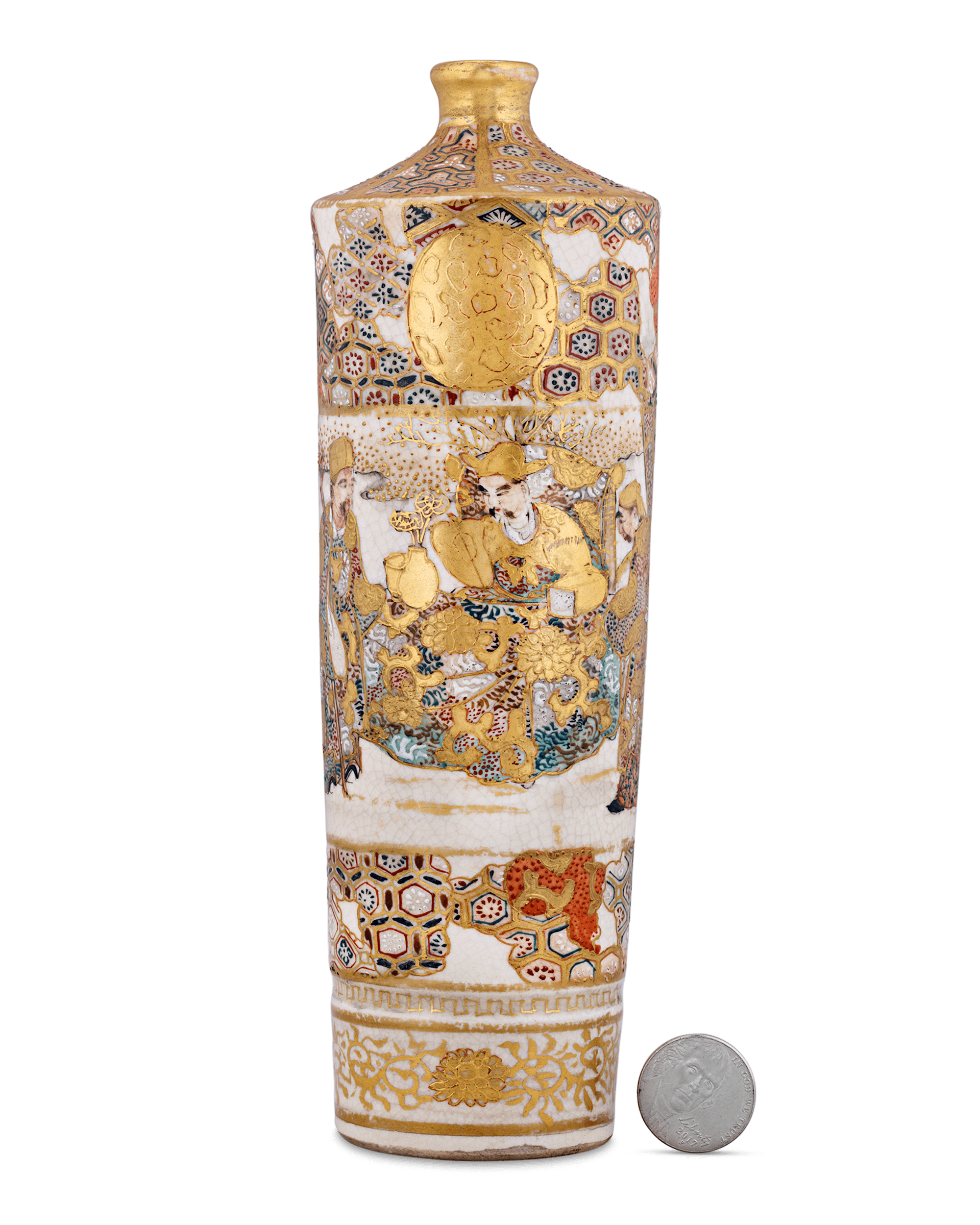 Tall, Cylindrical Satsuma Vase