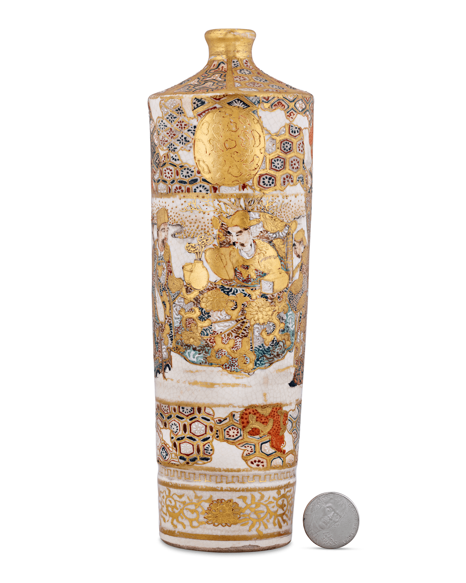 Tall, Cylindrical Satsuma Vase