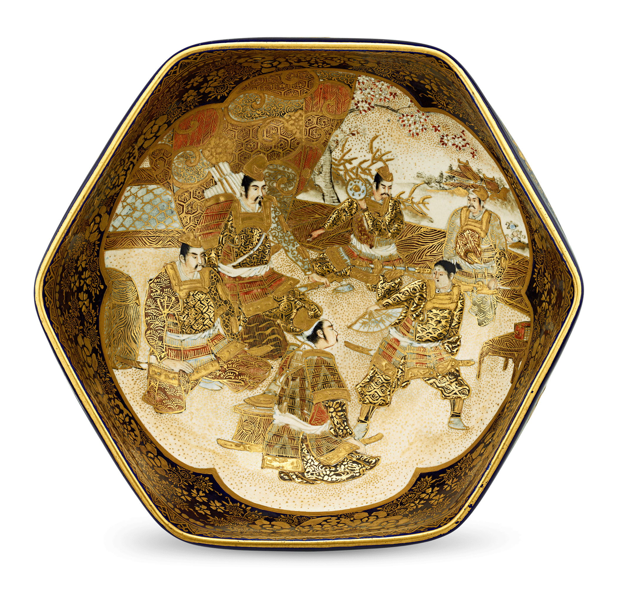 Blue Satsuma Bowl with Warriors