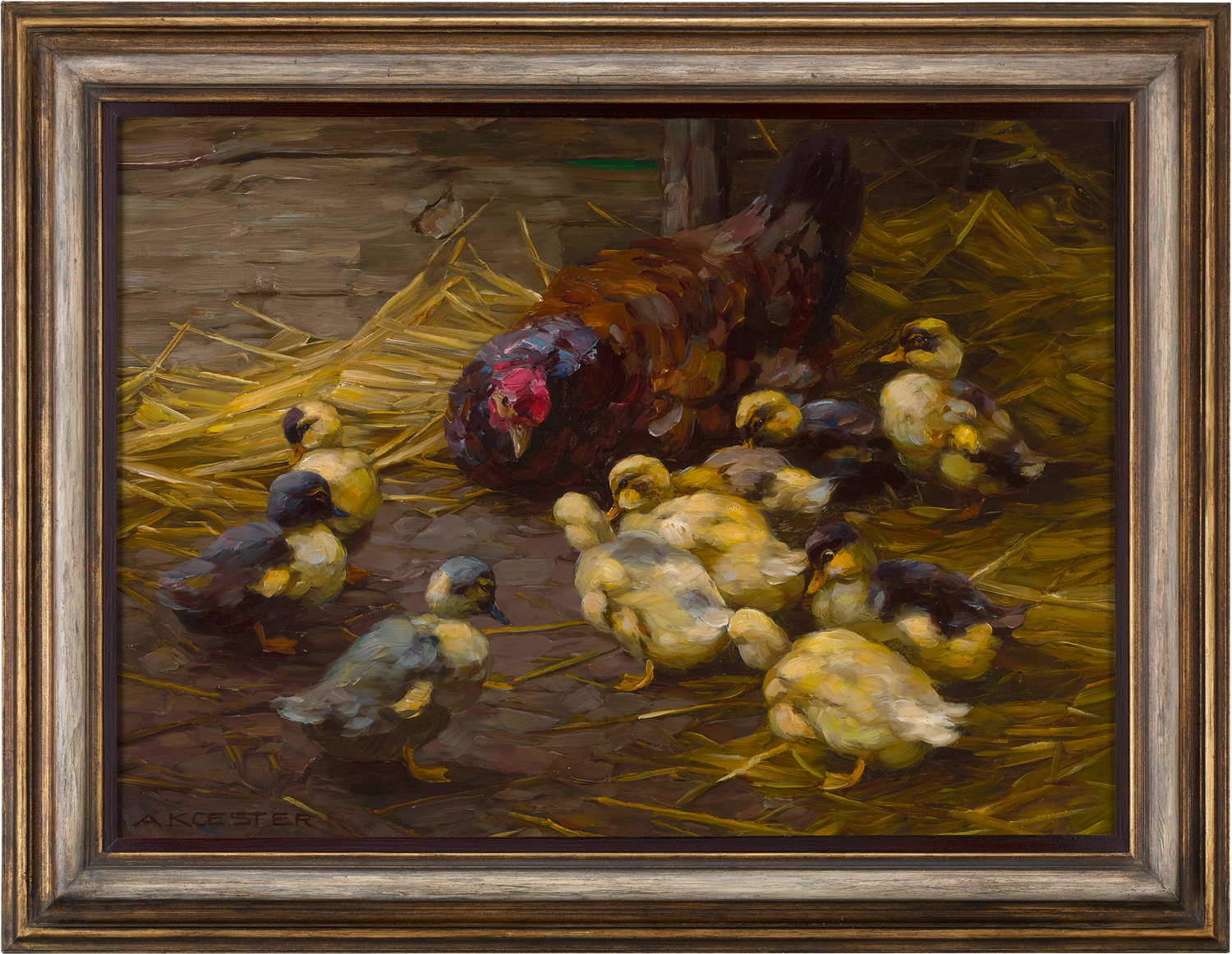 Ducklings and a Mother Hen by Alexander Koester