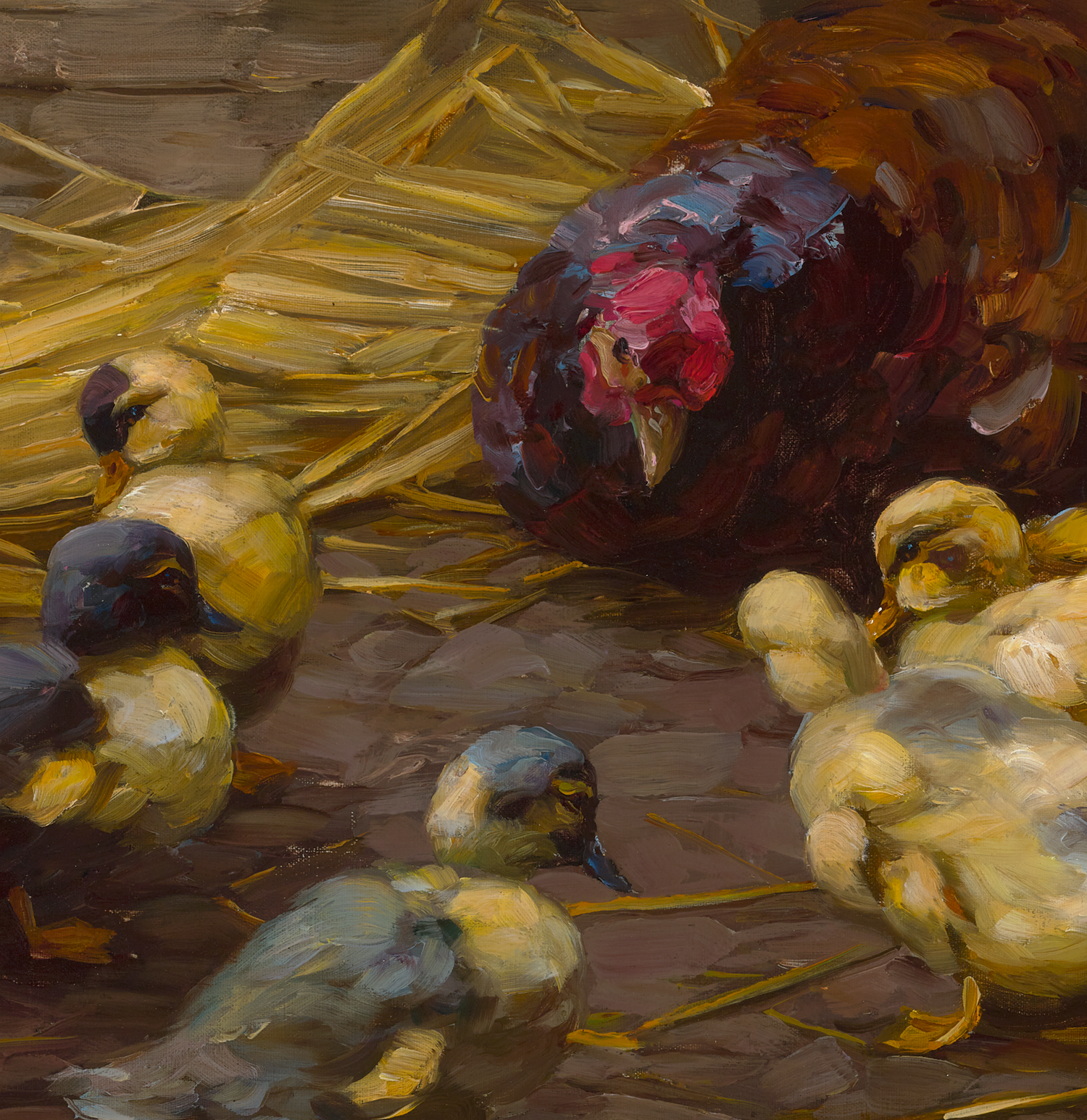 Ducklings and a Mother Hen by Alexander Koester