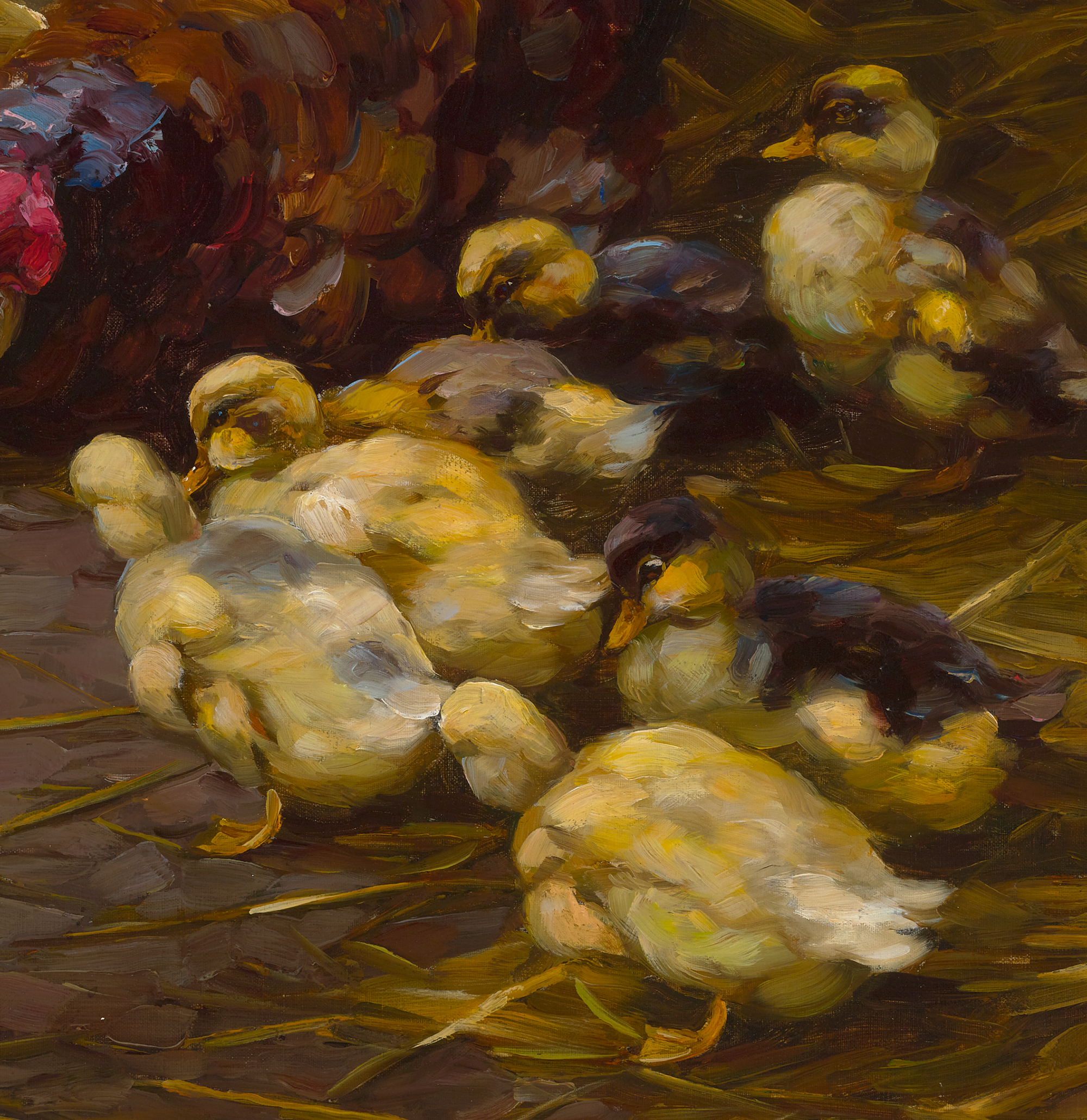 Ducklings and a Mother Hen by Alexander Koester