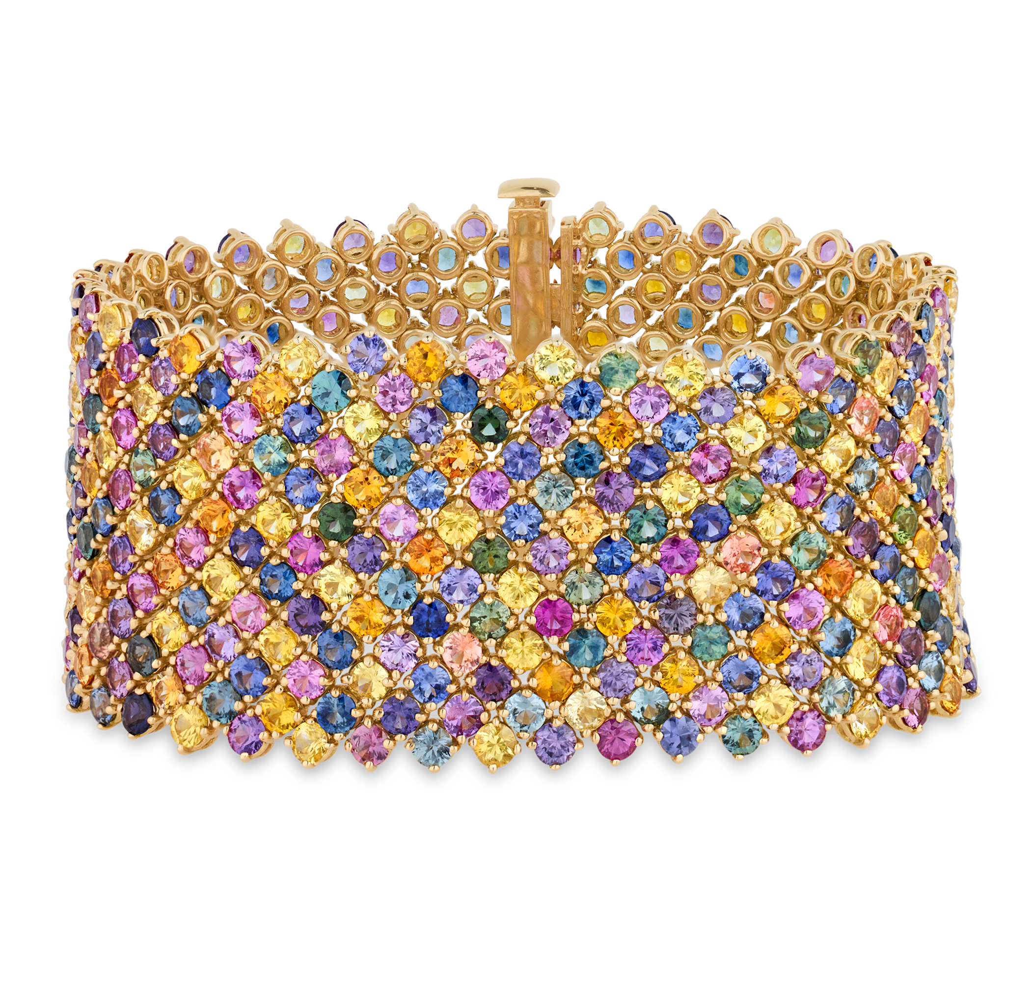Multicolor Sapphire Mesh Bracelet. 65.53 Carats