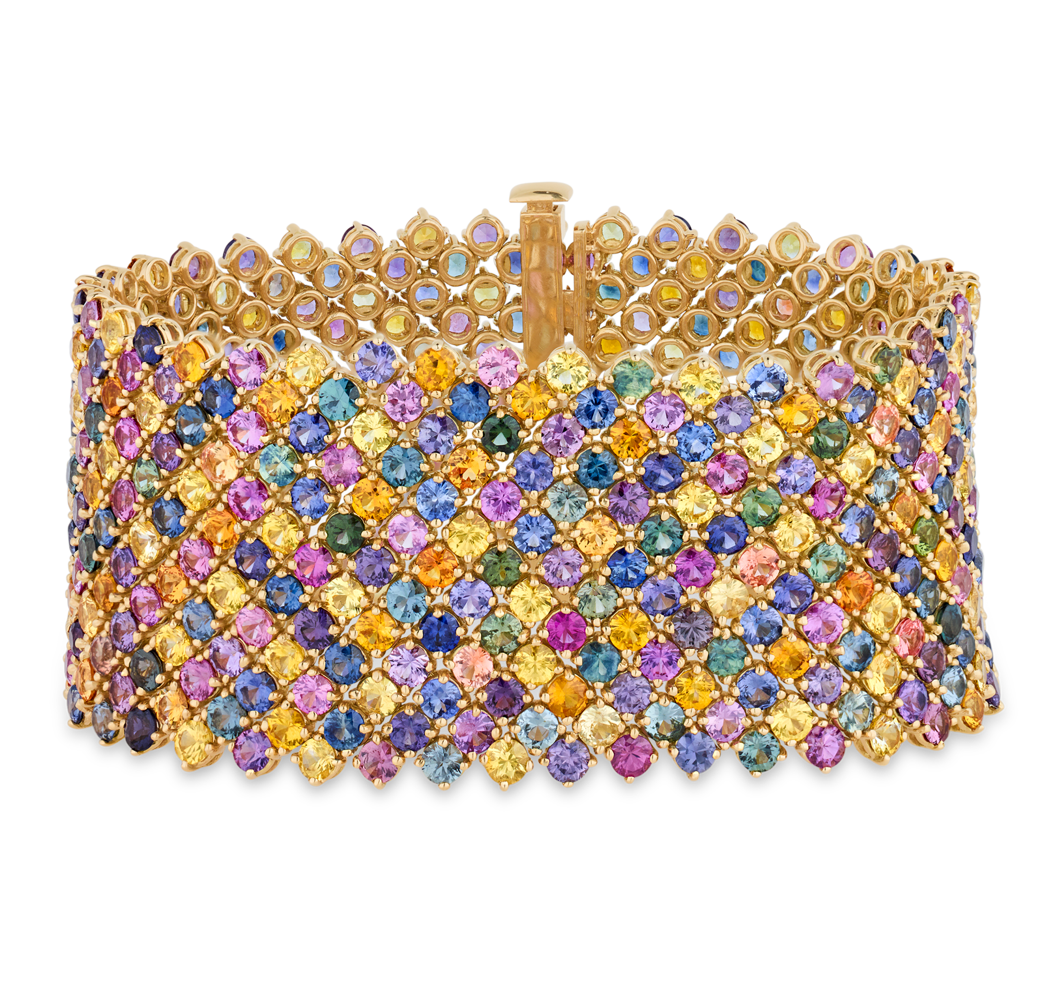 Multicolor Sapphire Mesh Bracelet, 65.53 Carats