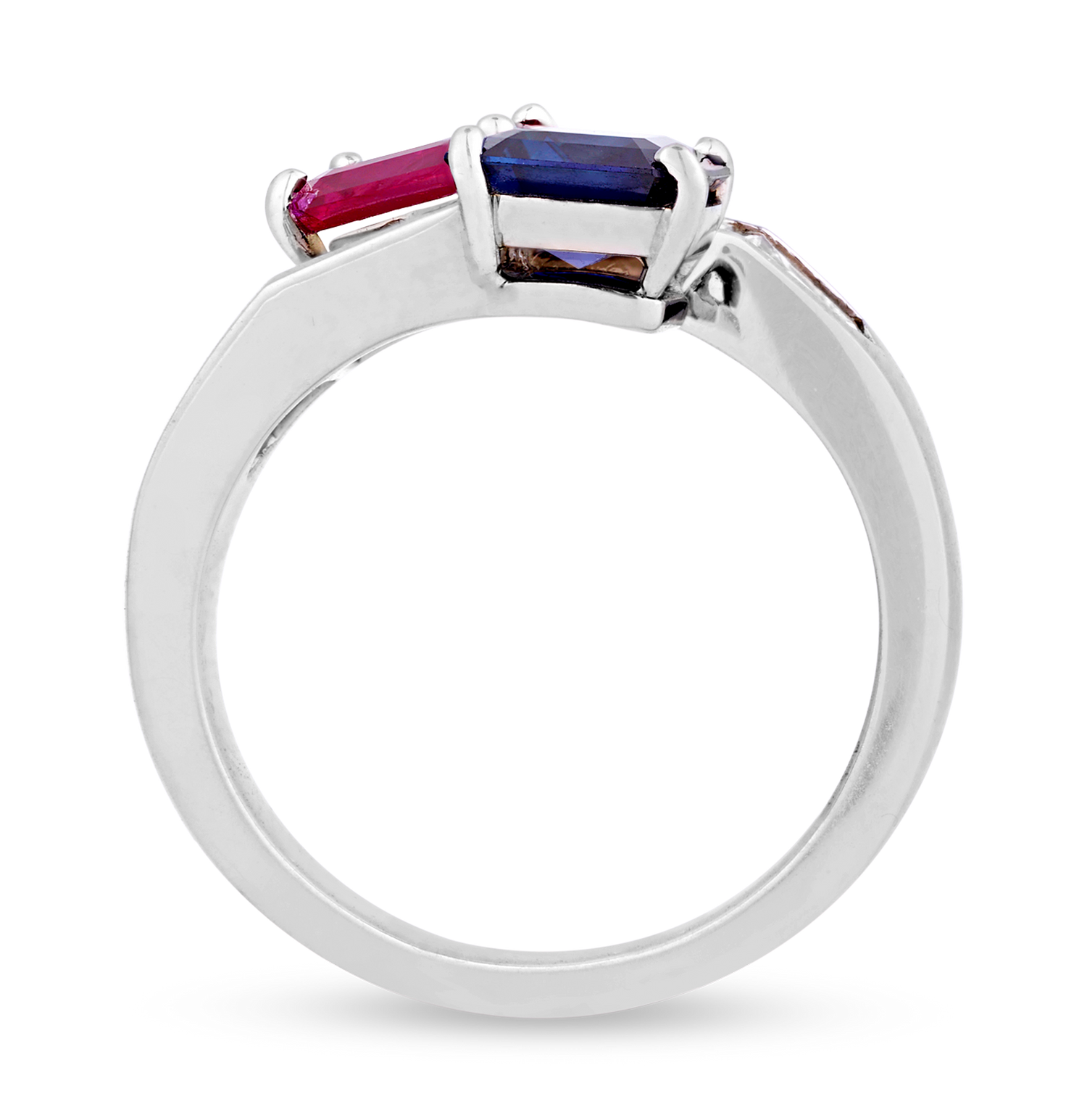 Ceylon Sapphire and Ruby Bypass Ring