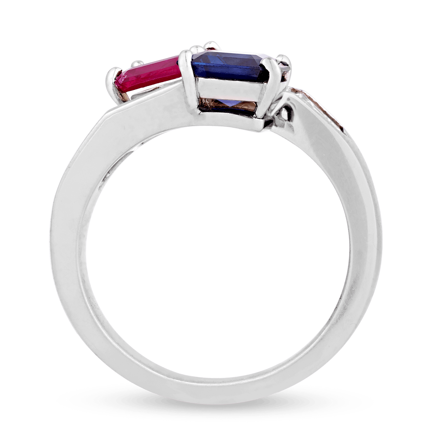 Ceylon Sapphire and Ruby Bypass Ring