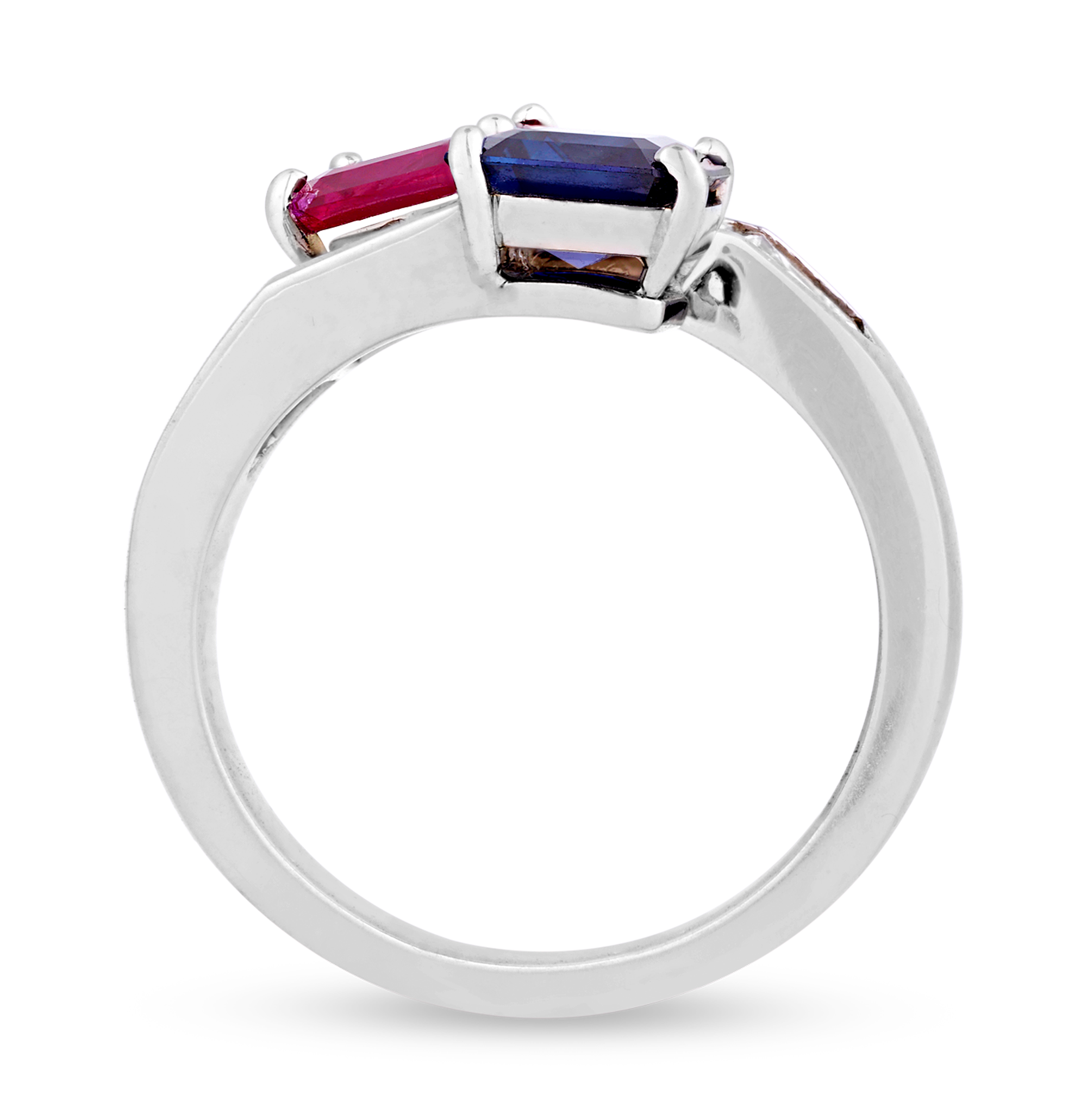 Ceylon Sapphire and Ruby Bypass Ring