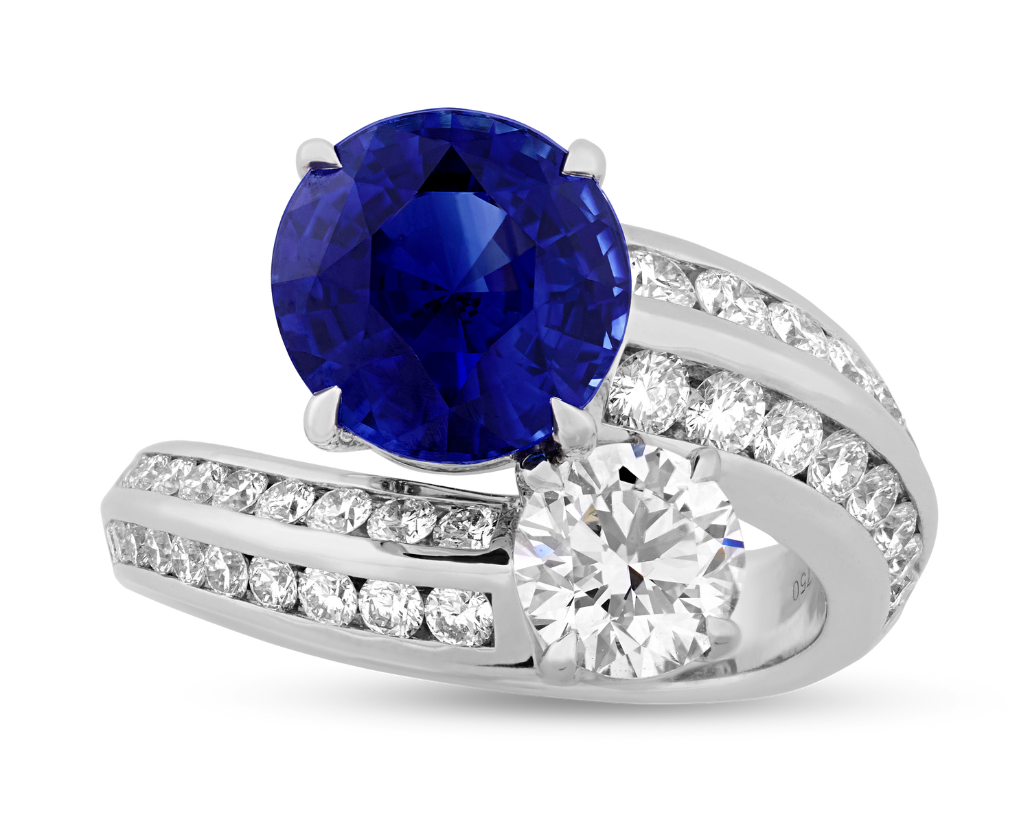 Ceylon Sapphire and Diamond Bypass Ring