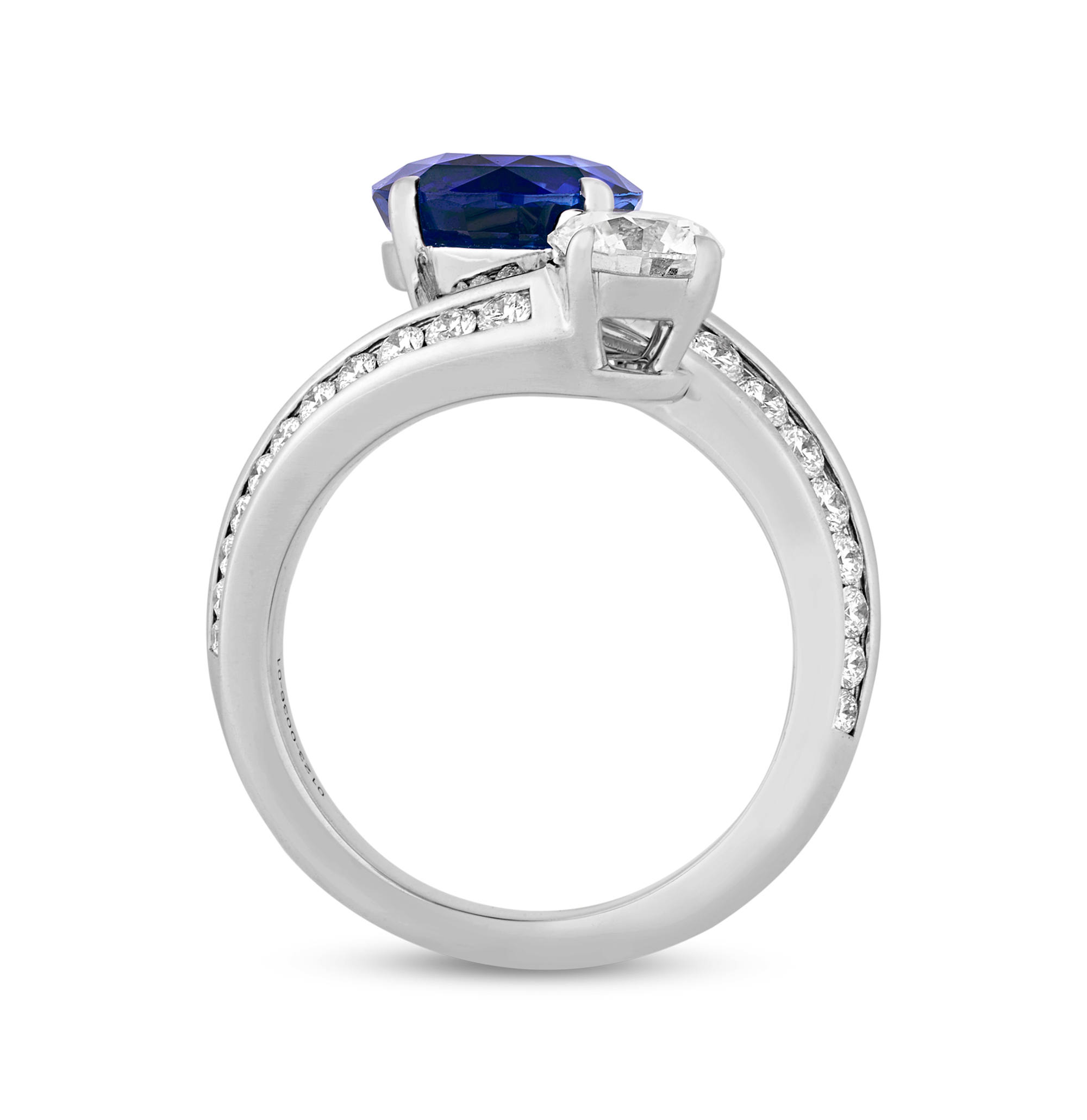 Ceylon Sapphire and Diamond Bypass Ring