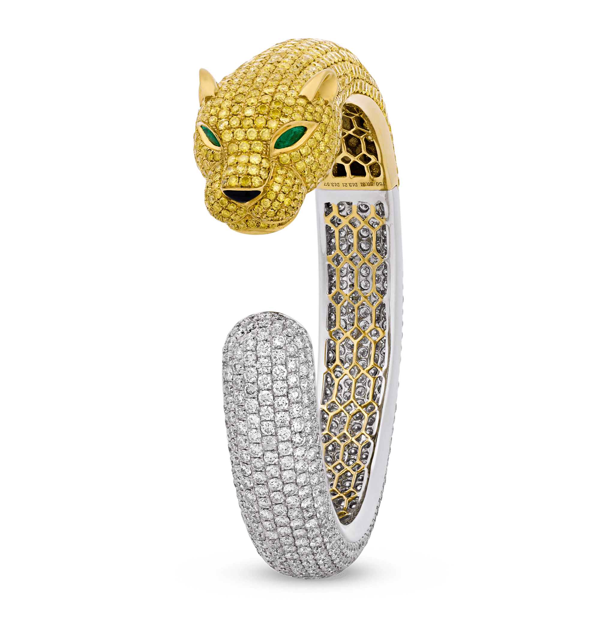 White and Yellow Diamond Panther Cuff