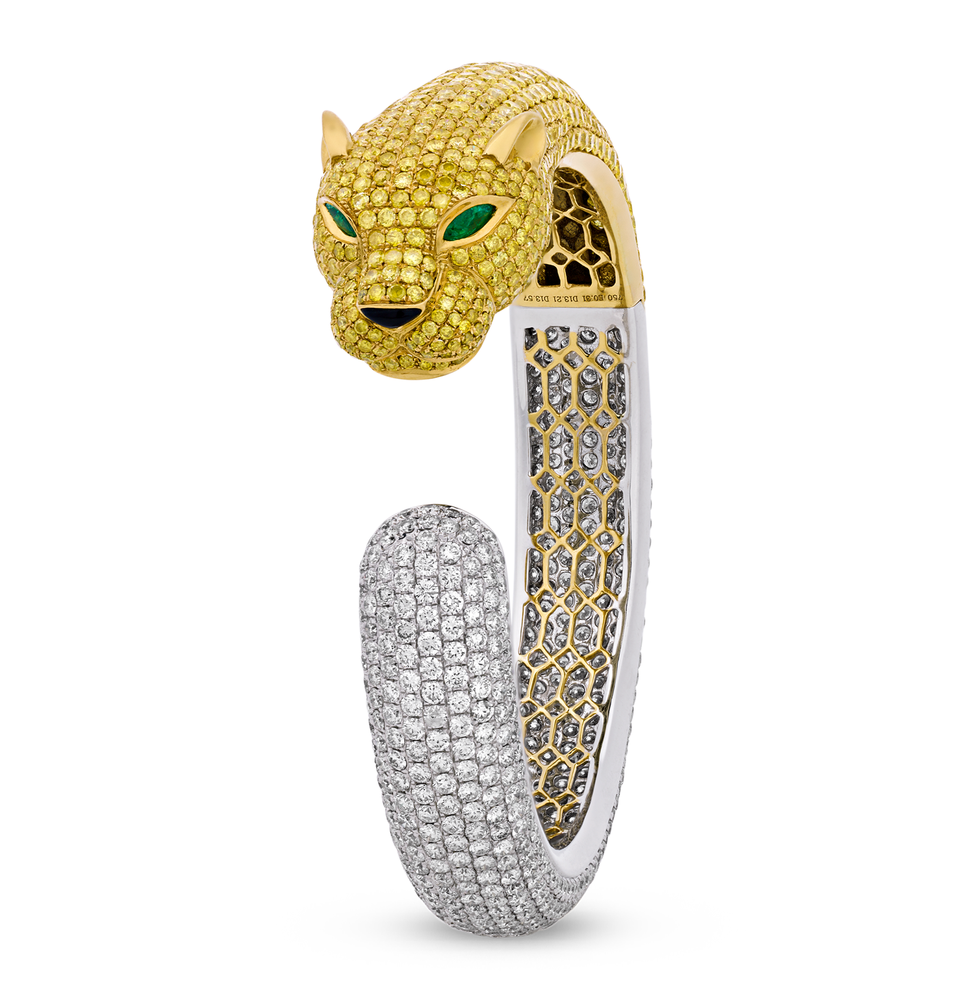 White and Yellow Diamond Panther Cuff