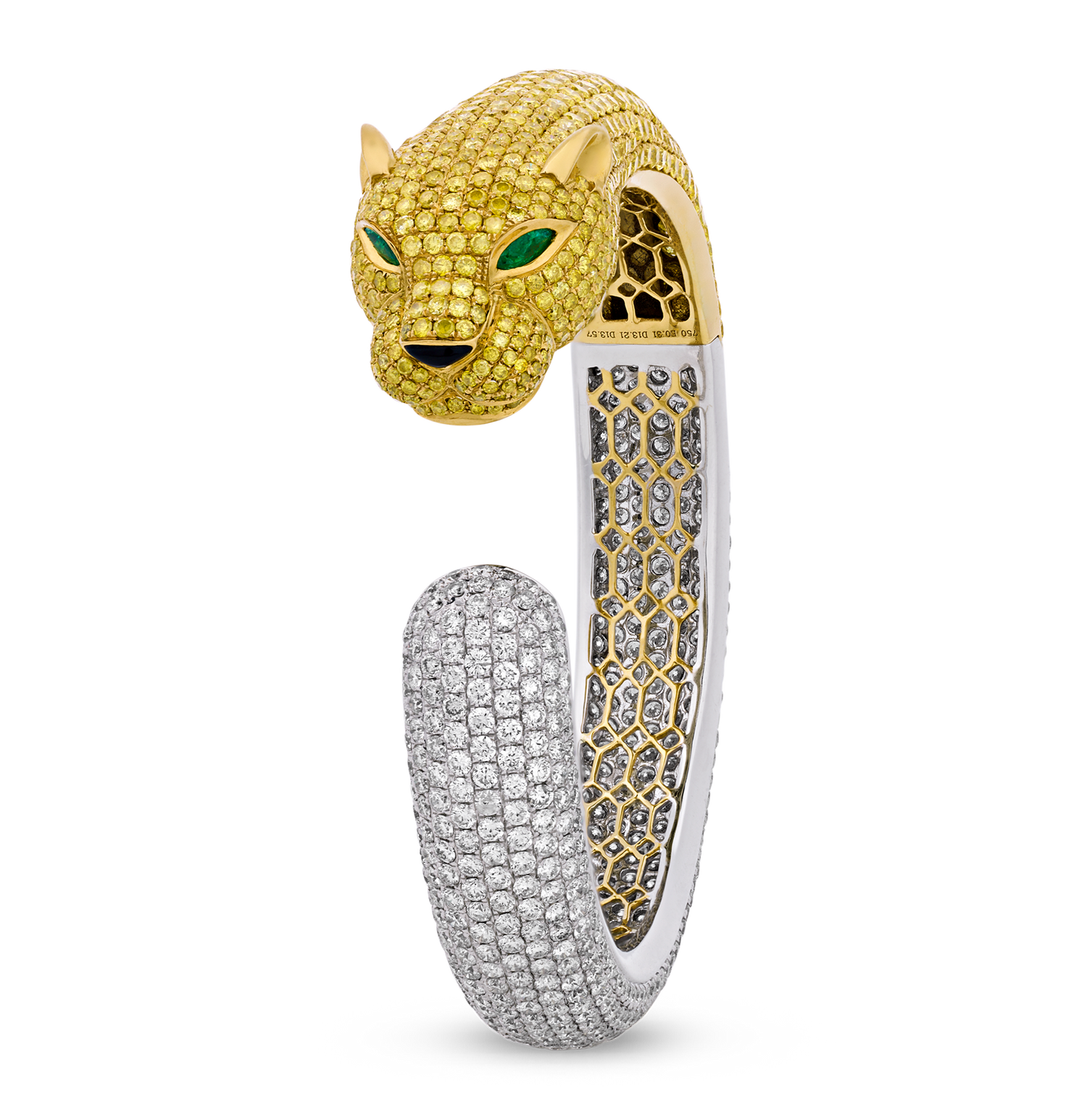 White and Yellow Diamond Panther Cuff