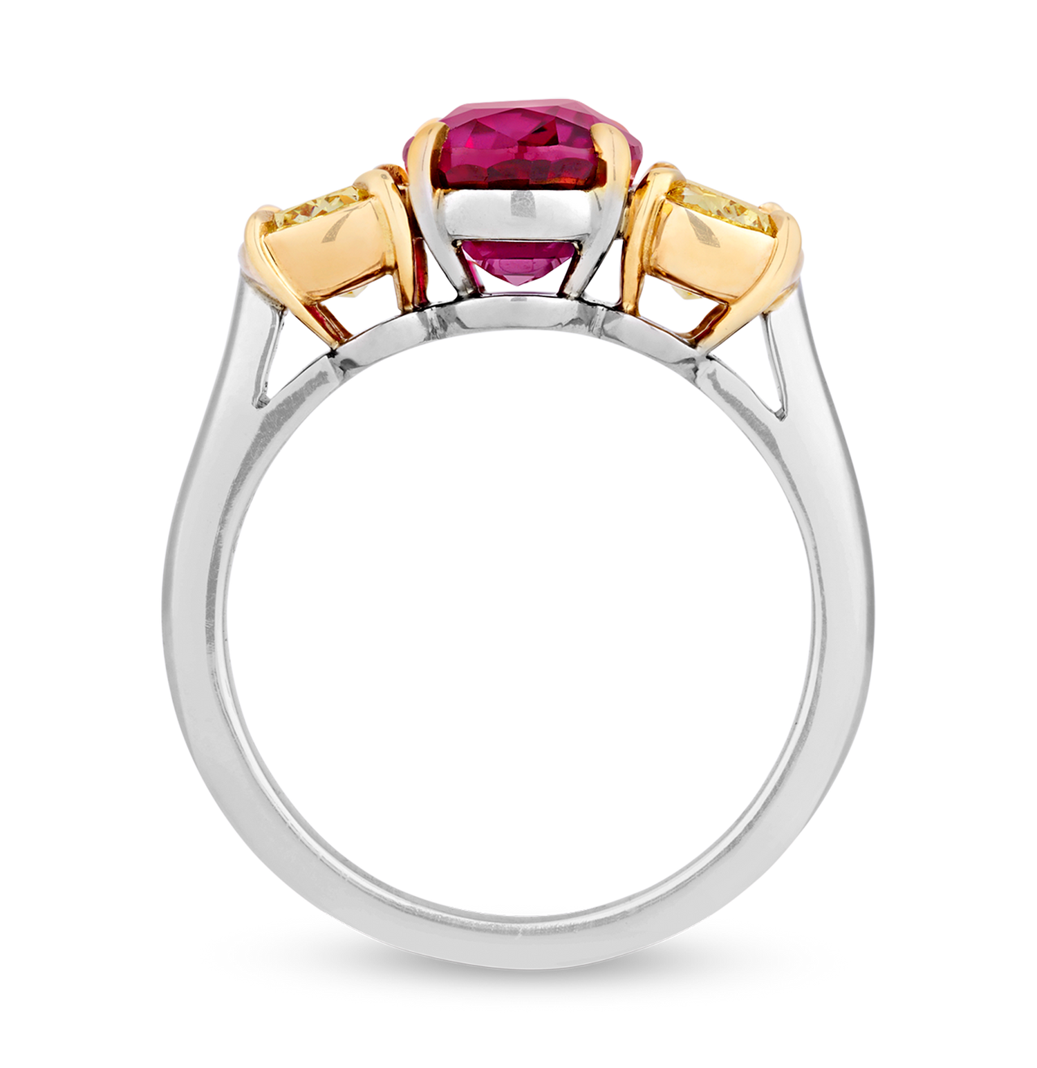 Untreated Burma Ruby and Fancy Yellow Diamond Ring, 3.06 carats