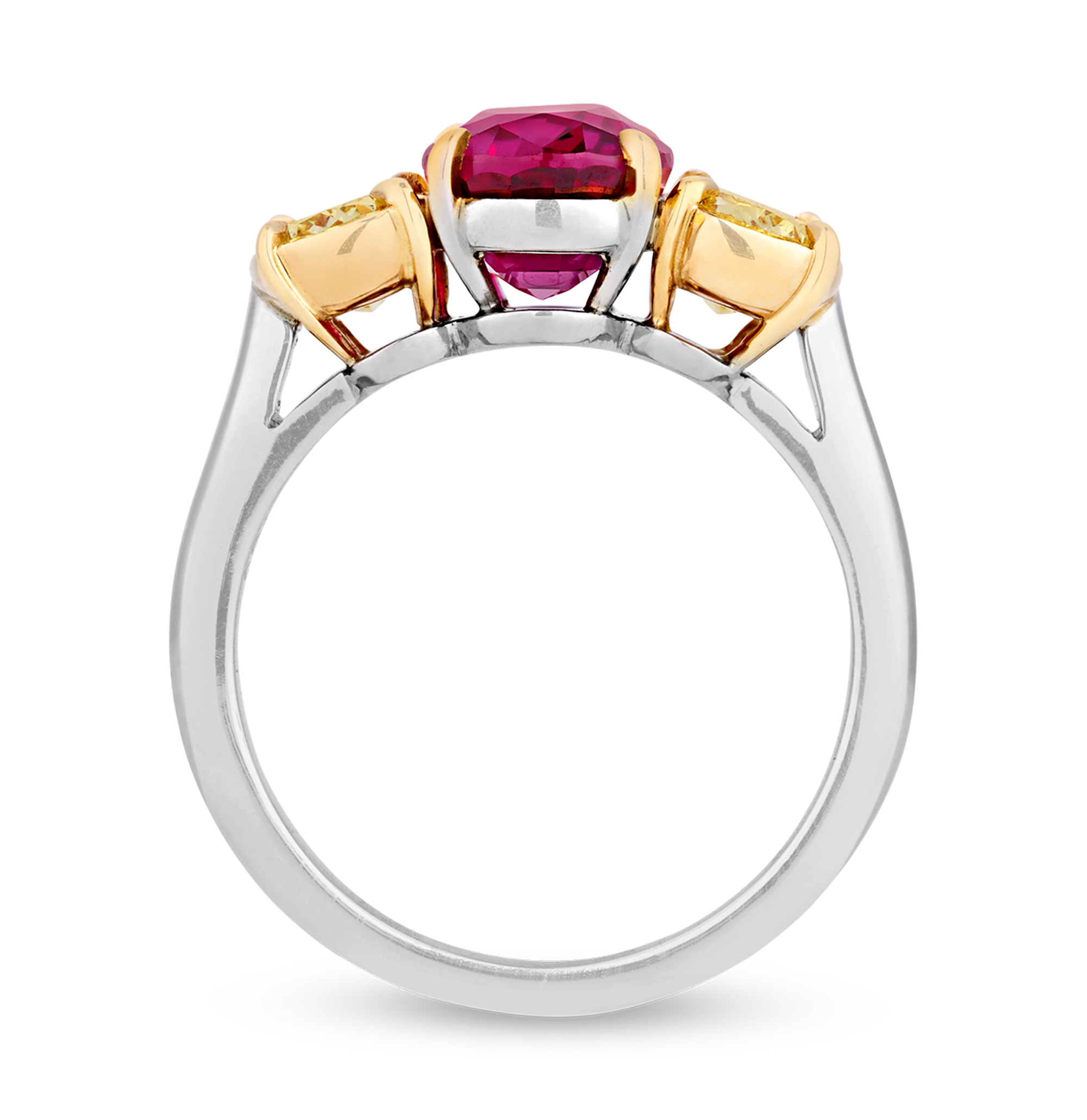 Untreated Burma Ruby and Fancy Yellow Diamond Ring, 3.06 carats