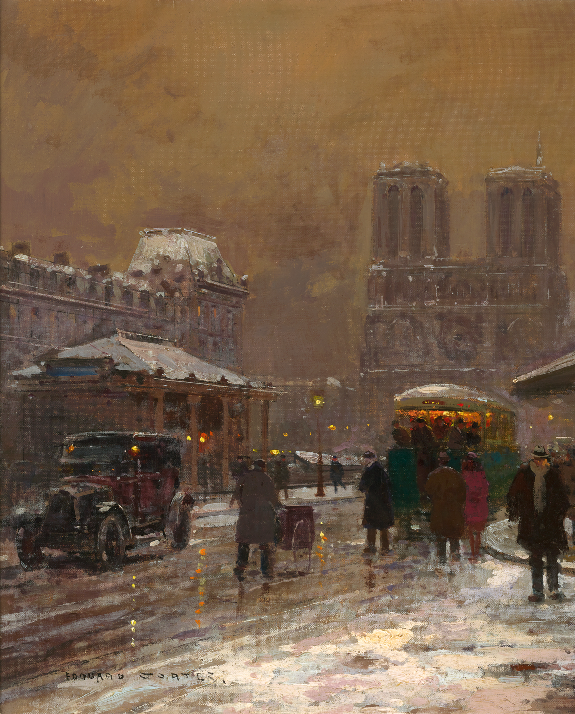 View of Notre Dame, Winter by Edouard Léon Cortès