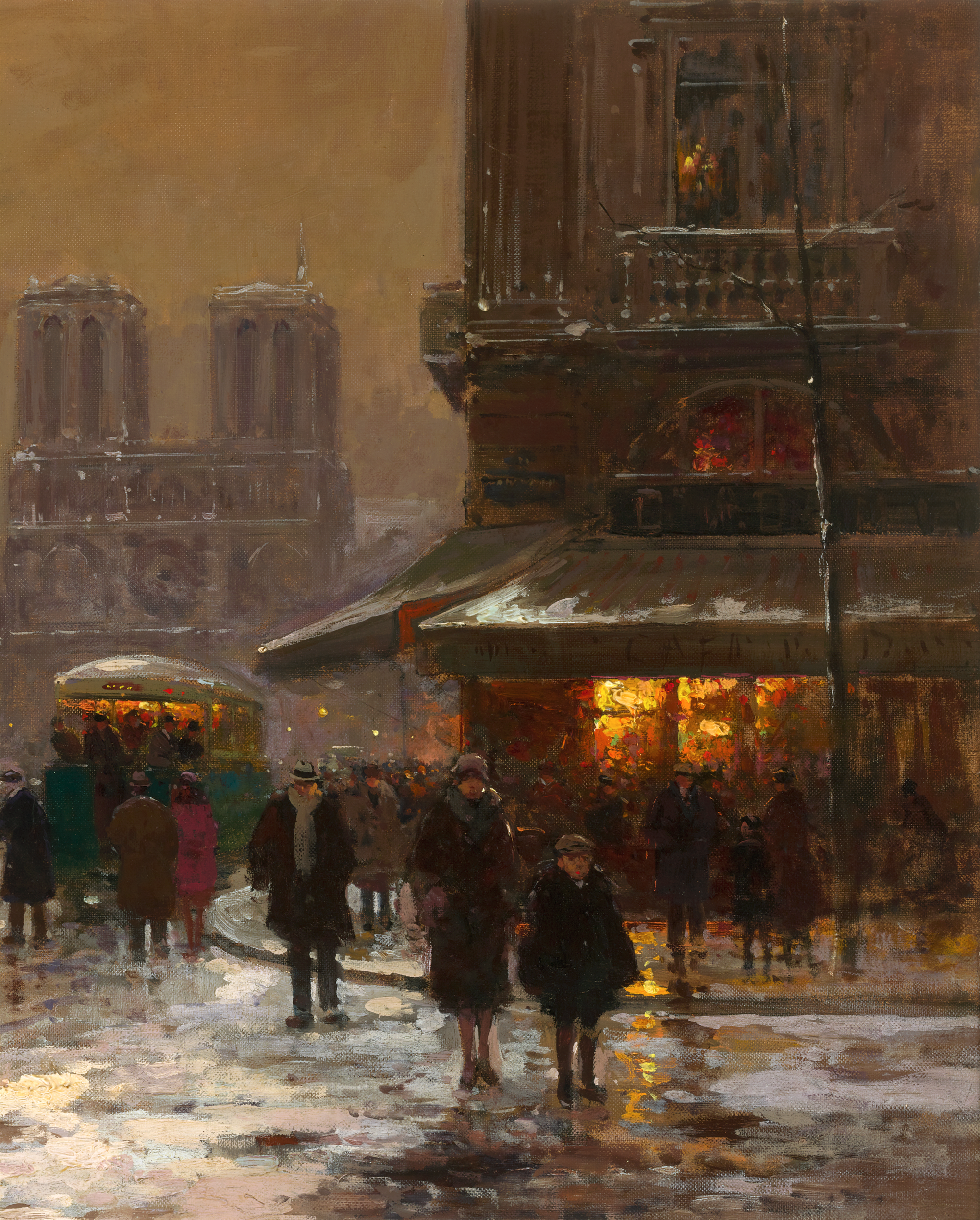 View of Notre Dame, Winter by Edouard Léon Cortès