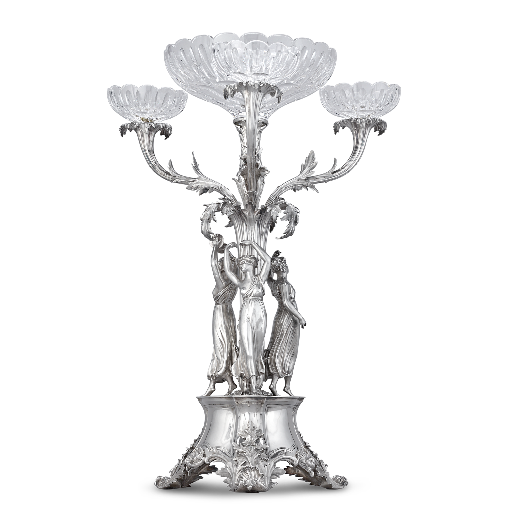 Victorian Three Graces Silver Epergne by Barnard & Sons