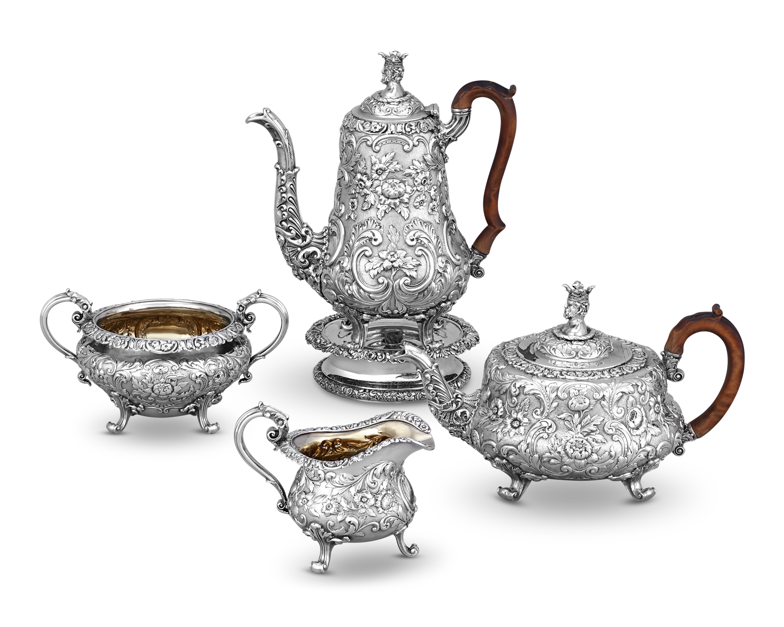 Paul Storr Silver Kings Pattern 4-Piece Tea & Coffee Set