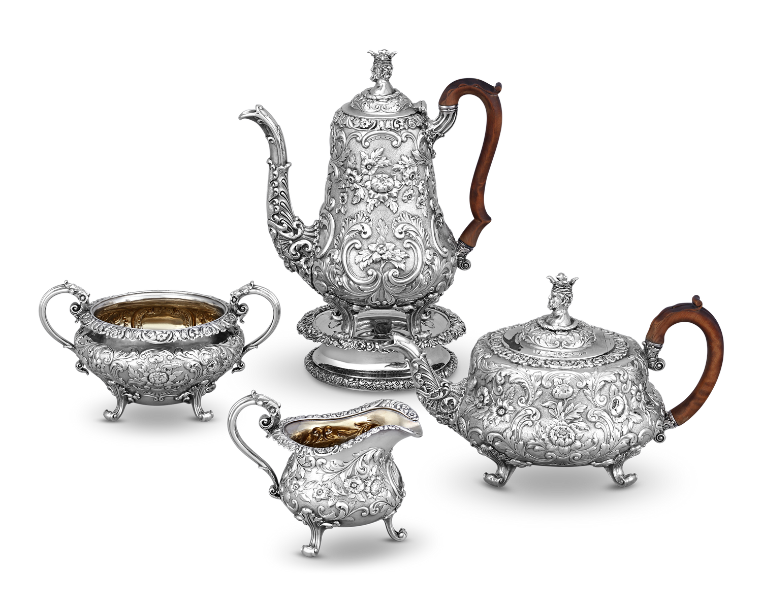 Paul Storr Silver Kings Pattern 4-Piece Tea & Coffee Set