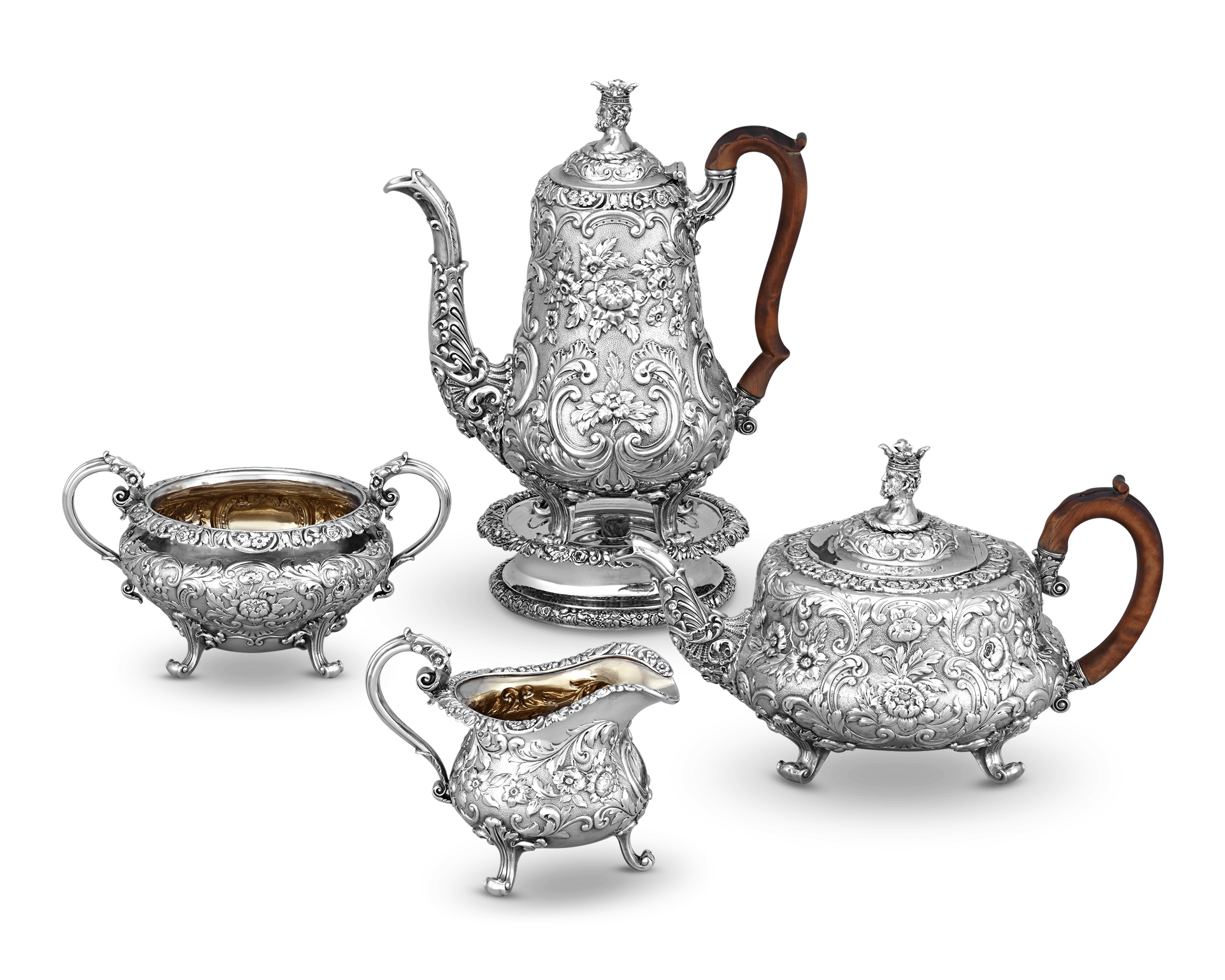 Paul Storr Silver Kings Pattern 4-Piece Tea & Coffee Set