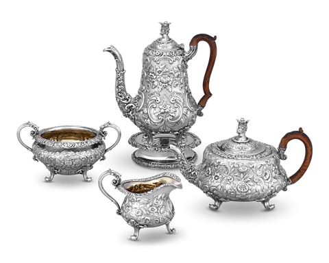 Paul Storr Silver Kings Pattern 4-Piece Tea & Coffee Set