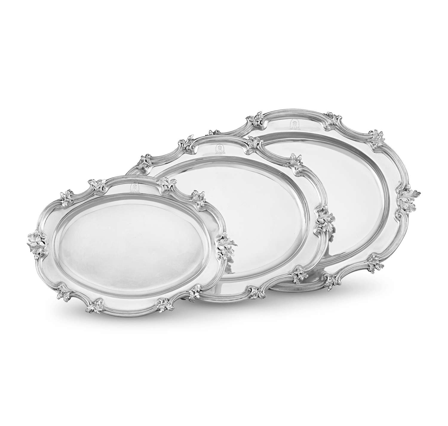 Set of Three Victorian Silver Trays by Benjamin Smith