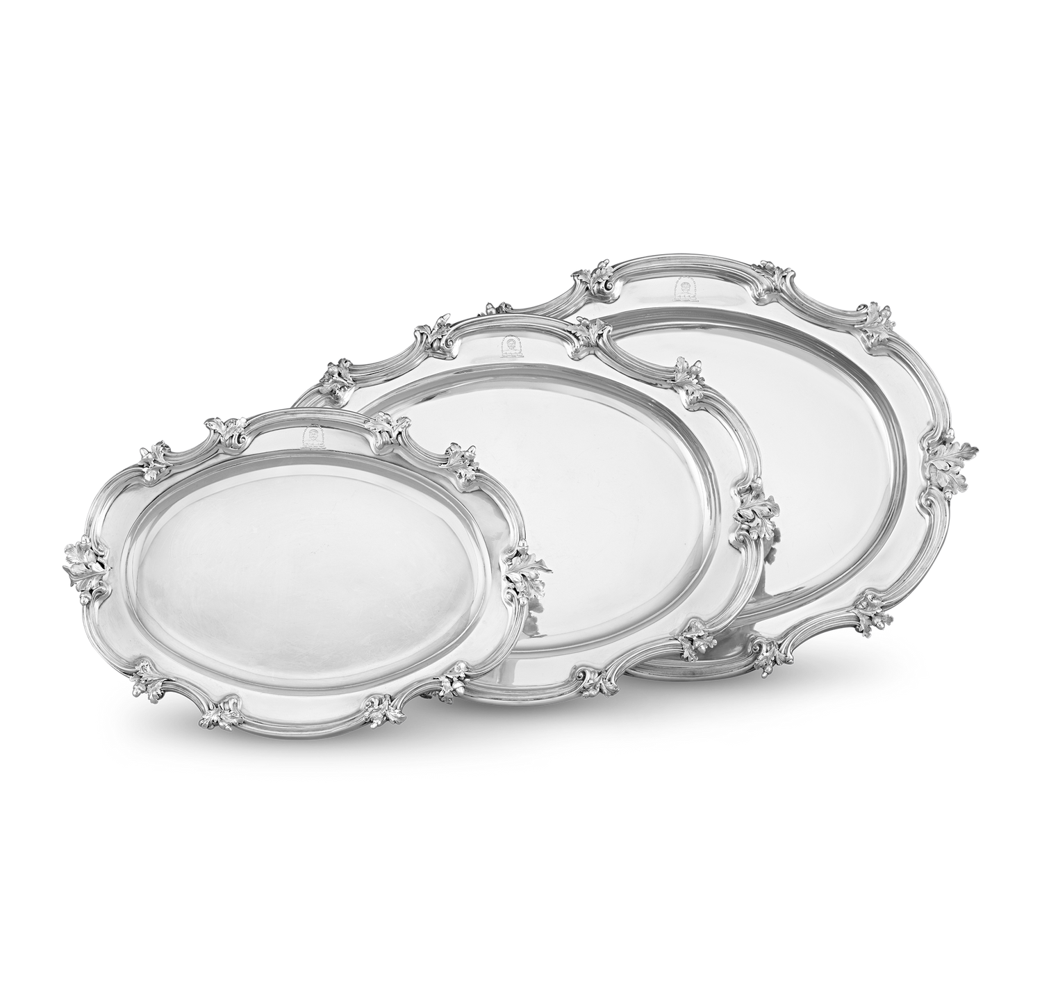 Set of Three Victorian Silver Trays by Benjamin Smith