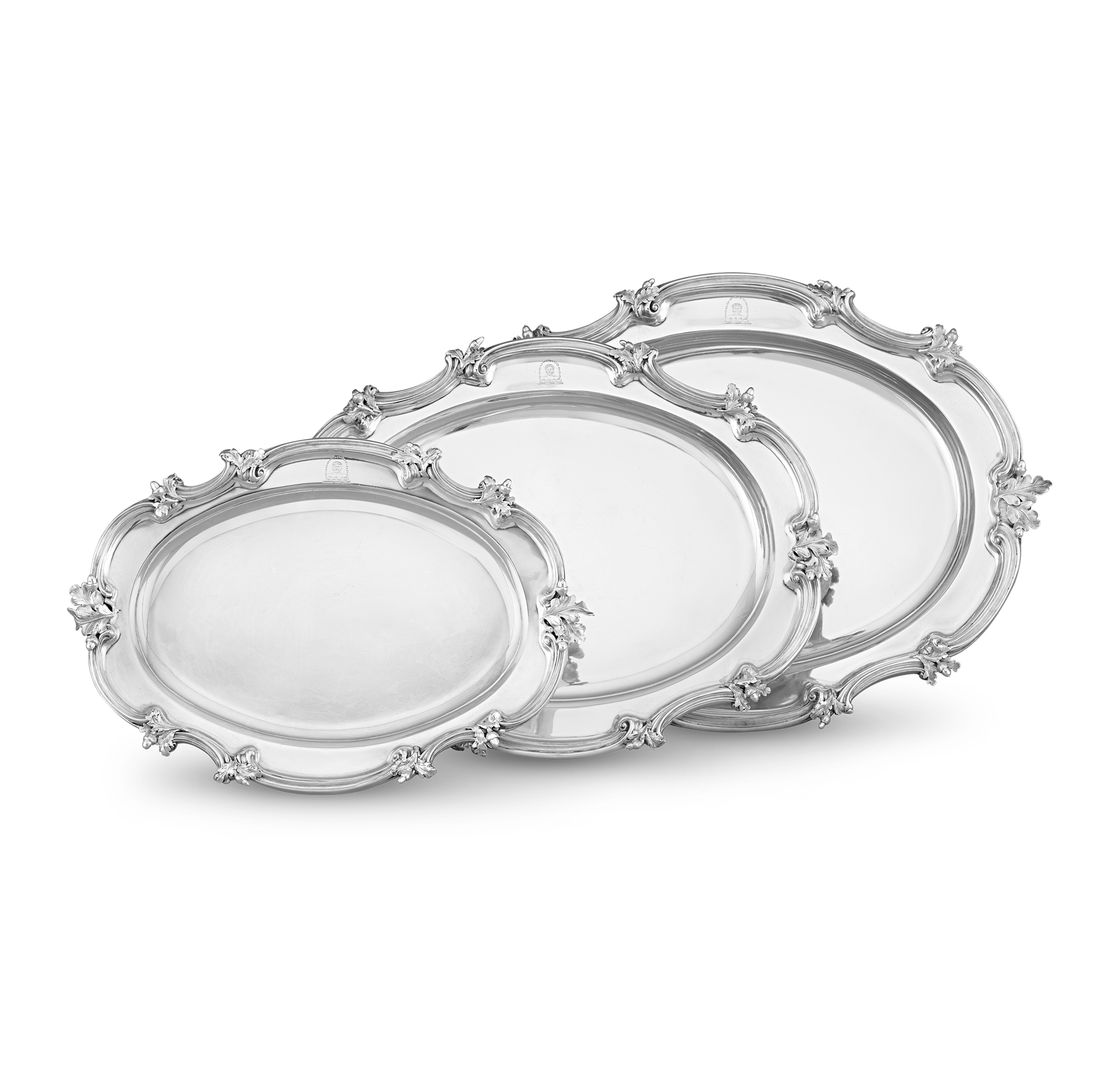 Set of Three Victorian Silver Trays by Benjamin Smith