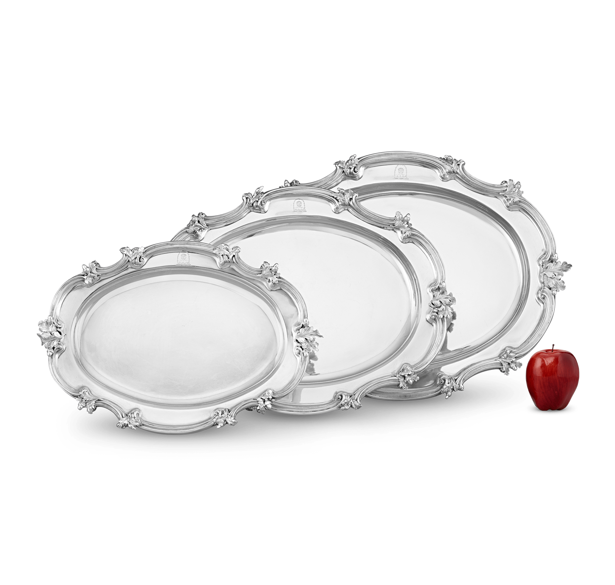 Set of Three Victorian Silver Trays by Benjamin Smith