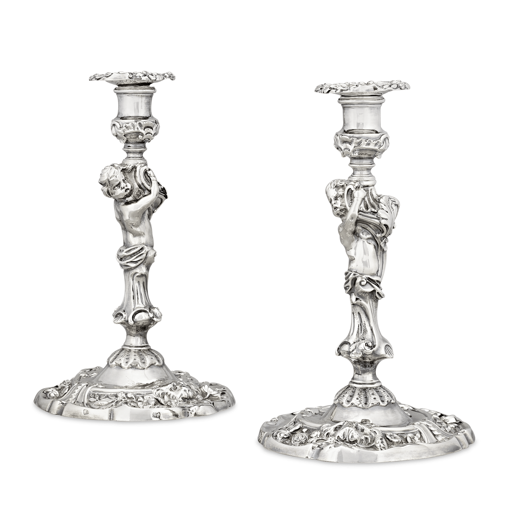 Pair of Georgian Silver Candlesticks by Ernest Sieber