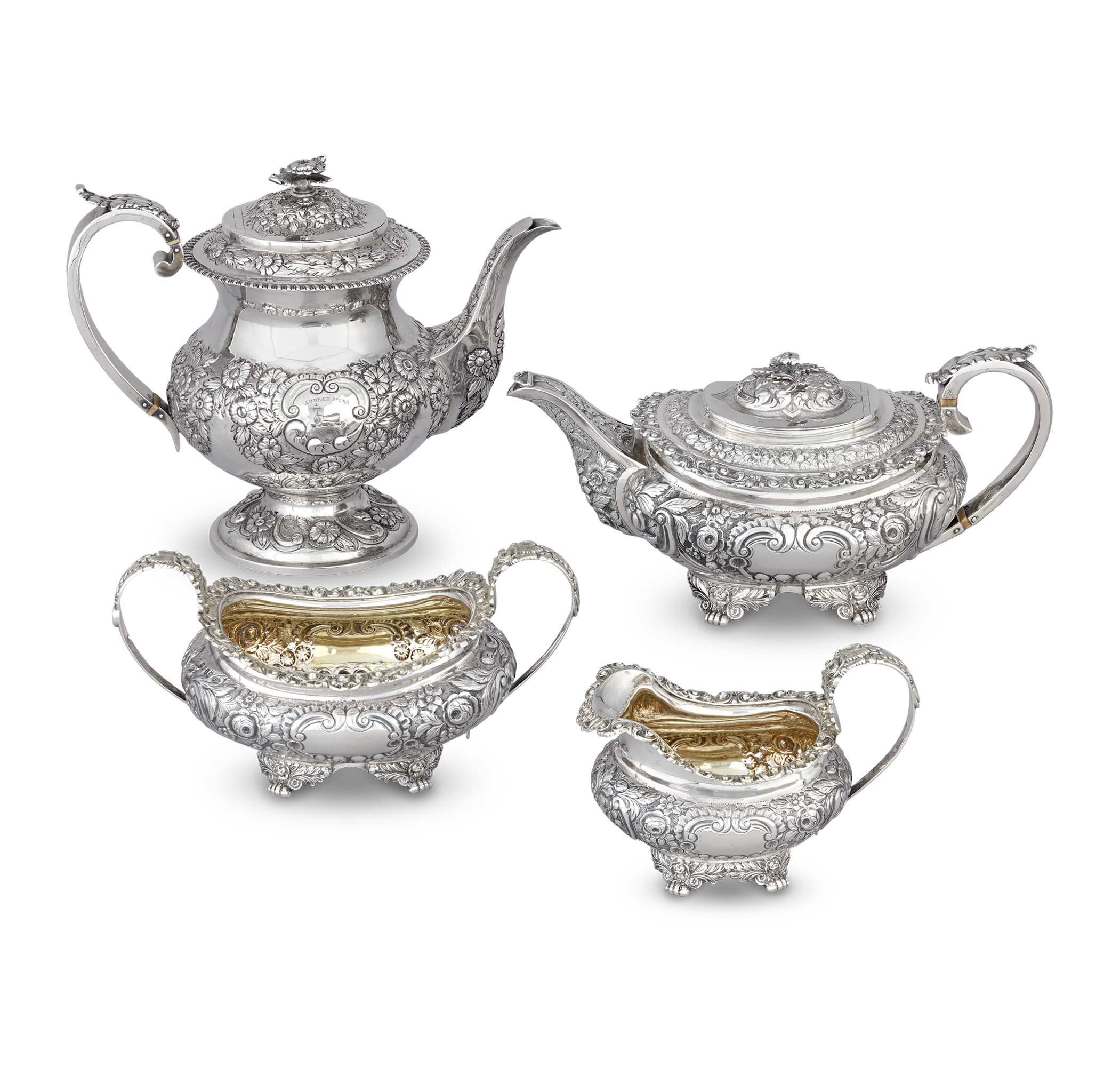 Georgian Four-Piece Silver Coffee and Tea Service