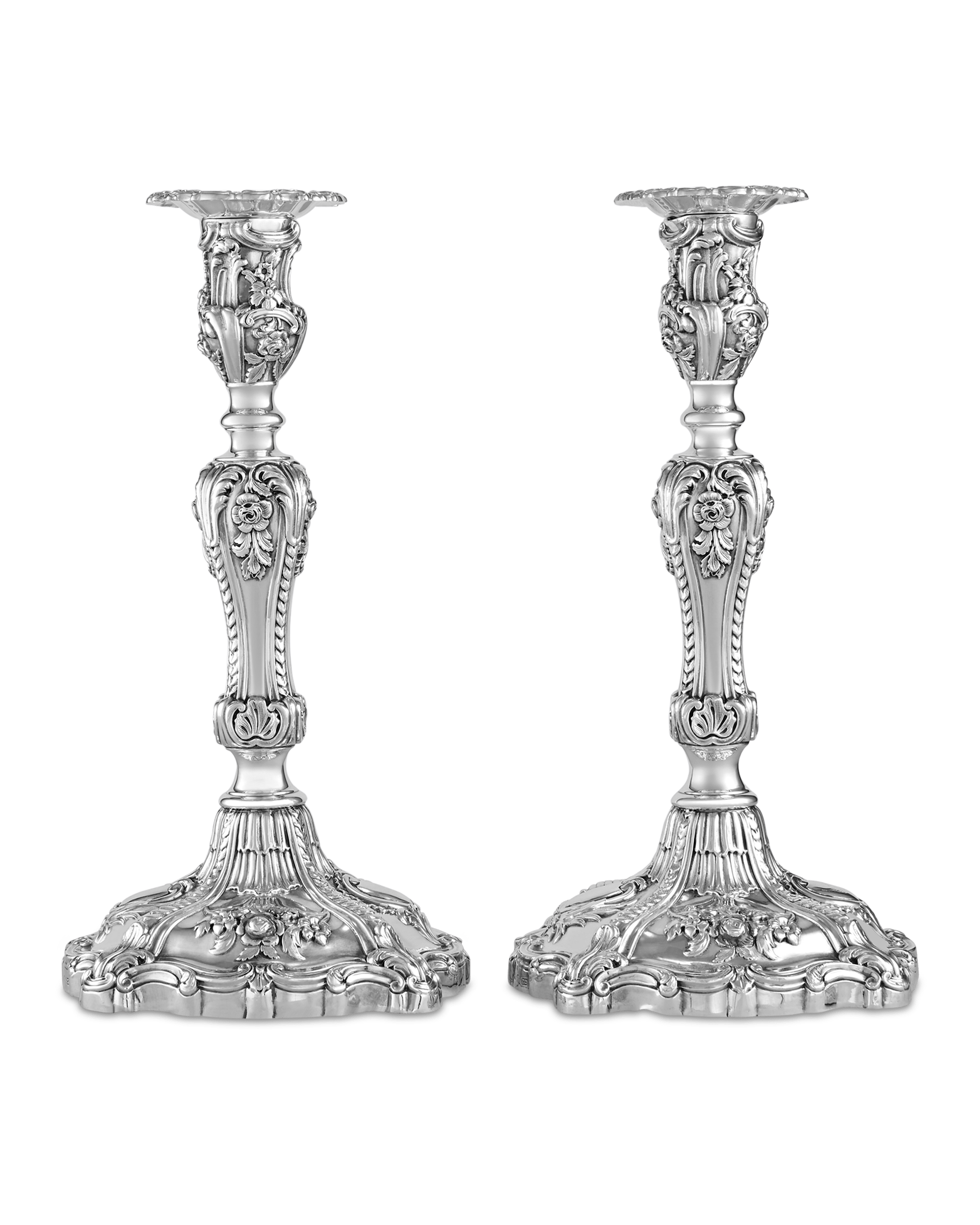 Victorian Silver Candlesticks by Creswick & Co.