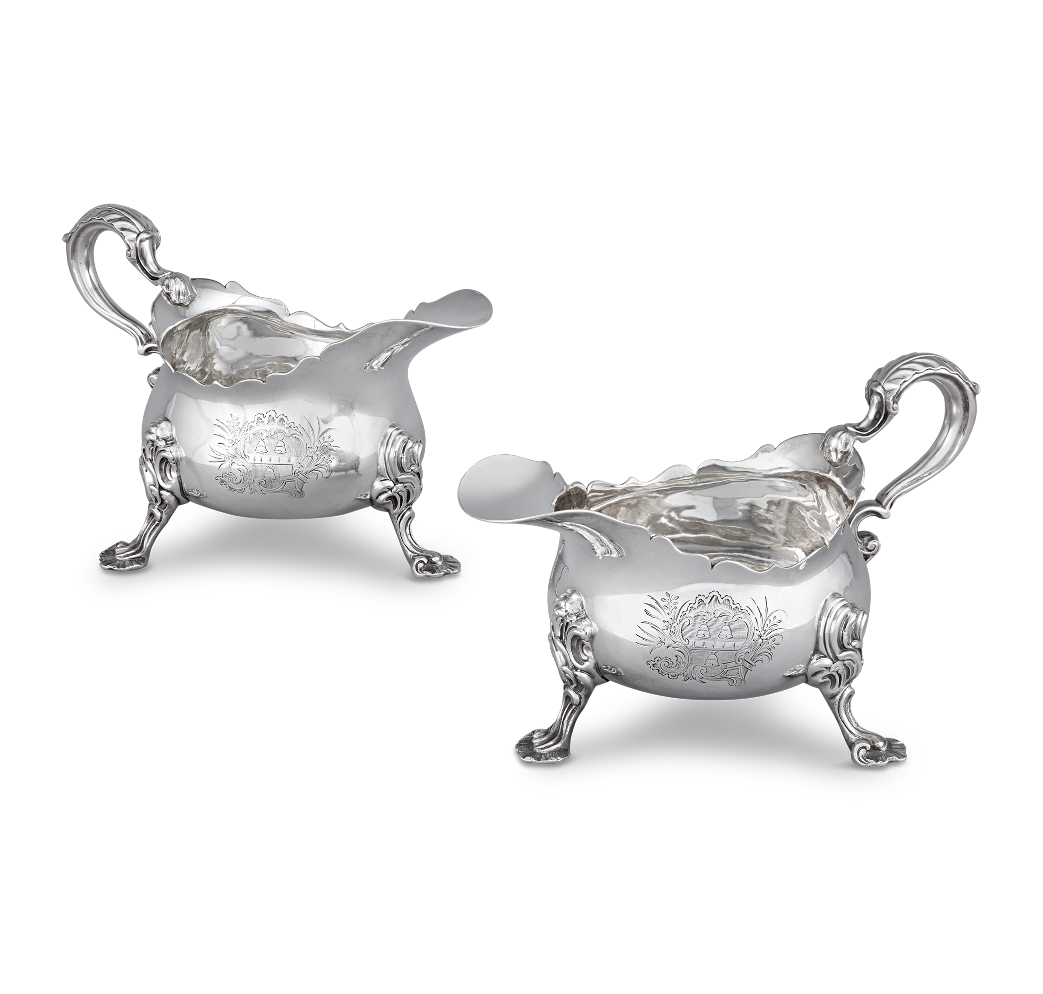 Pair of George II Silver Sauceboats by John Kircup