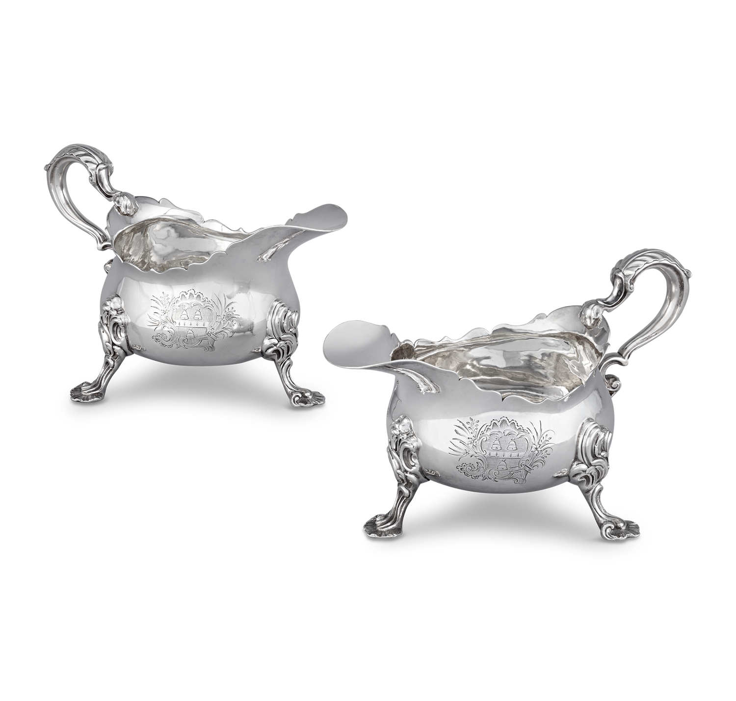 Pair of George II Silver Sauceboats by John Kircup