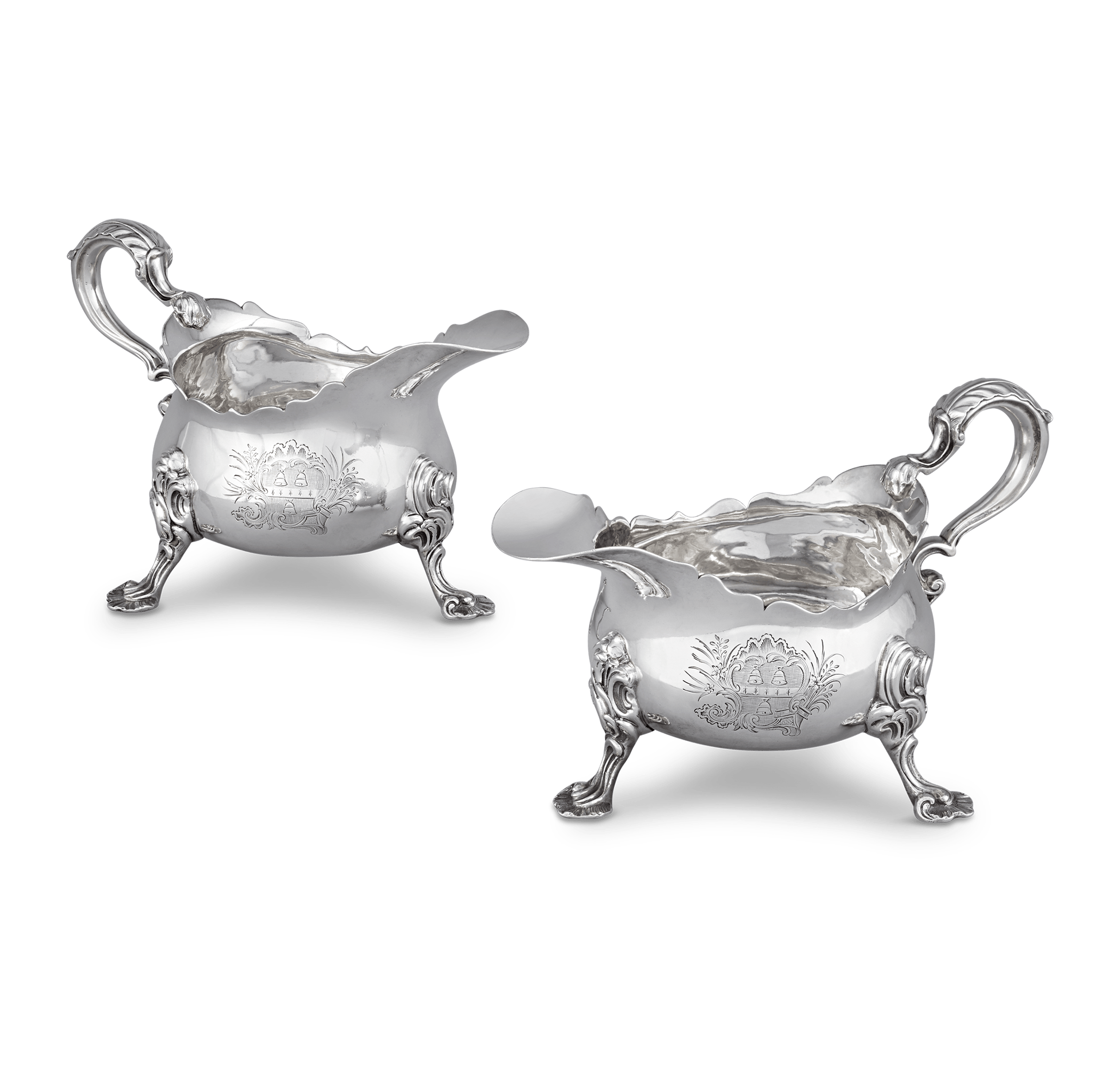 Pair of George II Silver Sauceboats by John Kircup